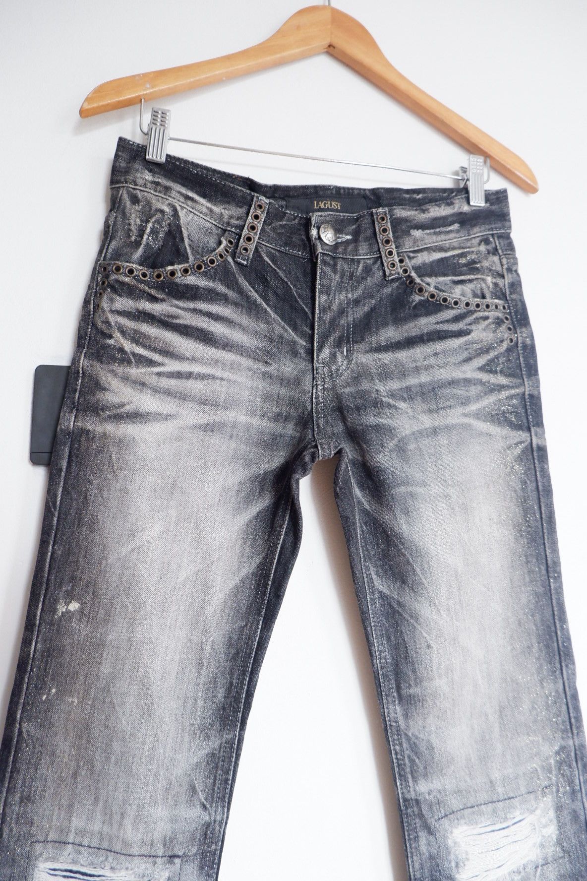 Tornado Mart Vintage Lagust Glitter Flare Jeans- Vkei Style Size US 28 / EU 44 - 6 Thumbnail