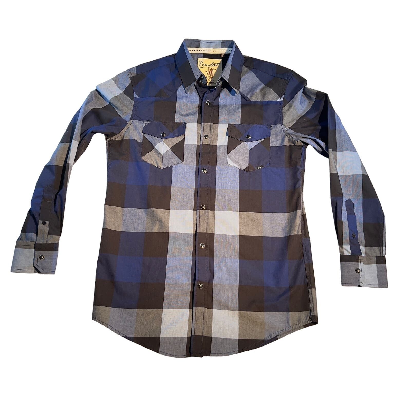 Other Coastal Metal Pearl Snap Button Shirt Men Medium Blue Check Size US M / EU 48-50 / 2 - 1 Thumbnail