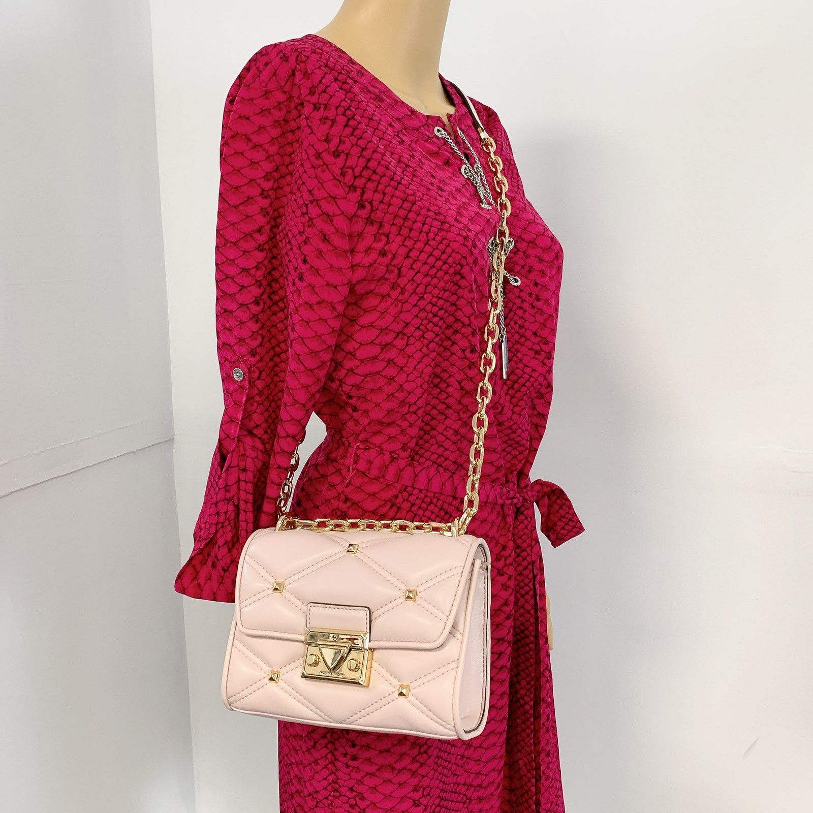 Michael Kors 35S2Gnrc1I Serena Small Flap Crossbody Bag With in Pink, Women's