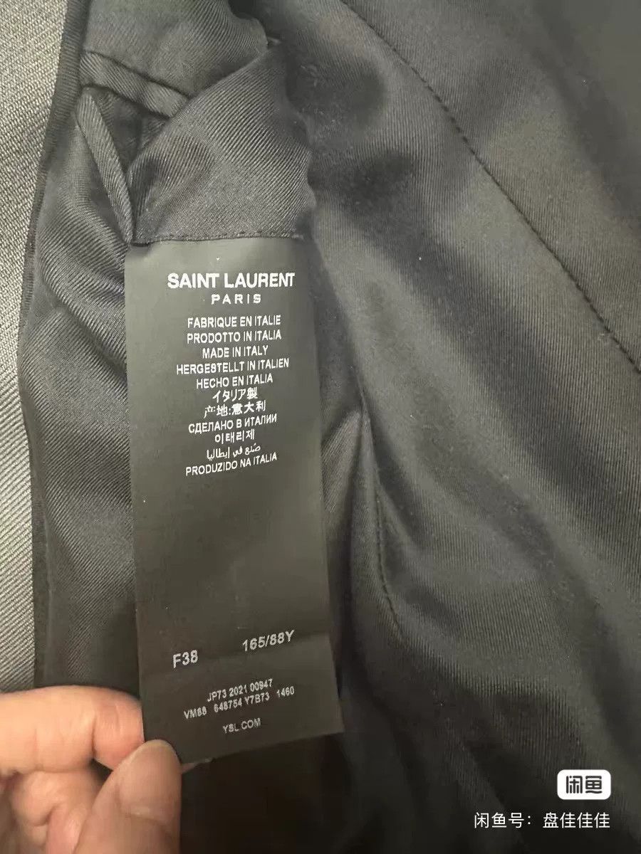 Saint Laurent Paris YSL Saint Laurent Gray Double-Breasted Blazer Size S / US 4 / IT 40 - 1 Thumbnail