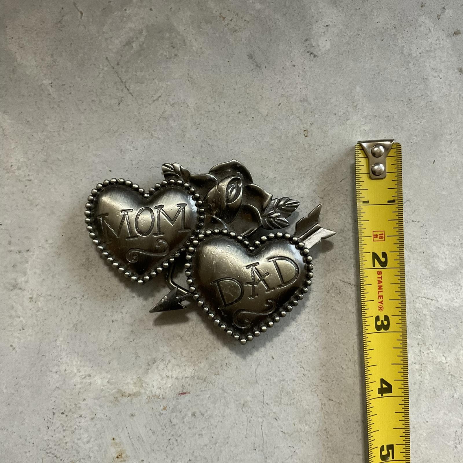 Vintage VTG y2k 2000's tattoo flash mom and dad silver belt buckle Size ONE SIZE - 5 Thumbnail