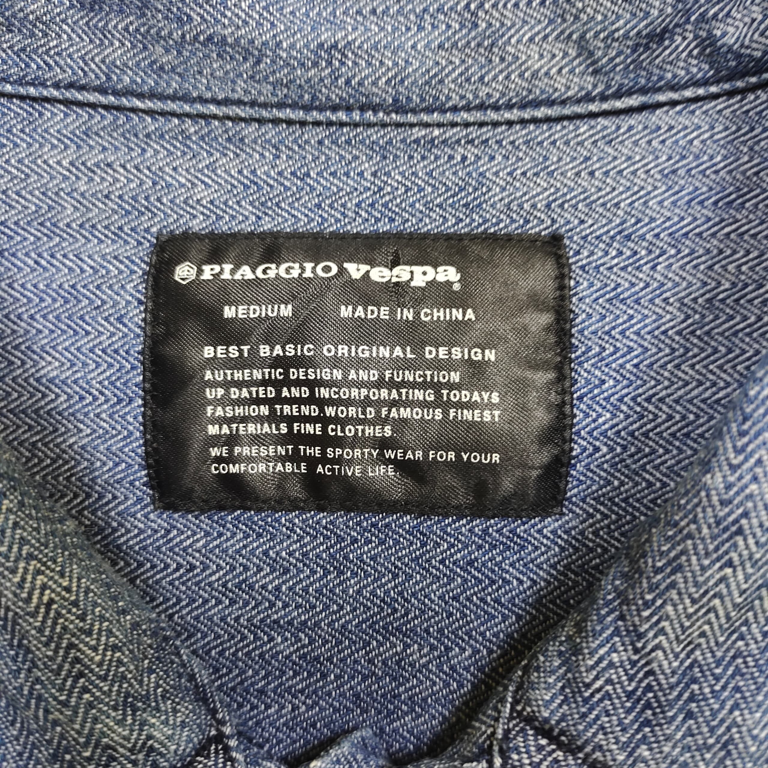 Vintage Piaggio Vespa button up shirt indigo jeans herringbone shirt Size US M / EU 48-50 / 2 - 9 Thumbnail