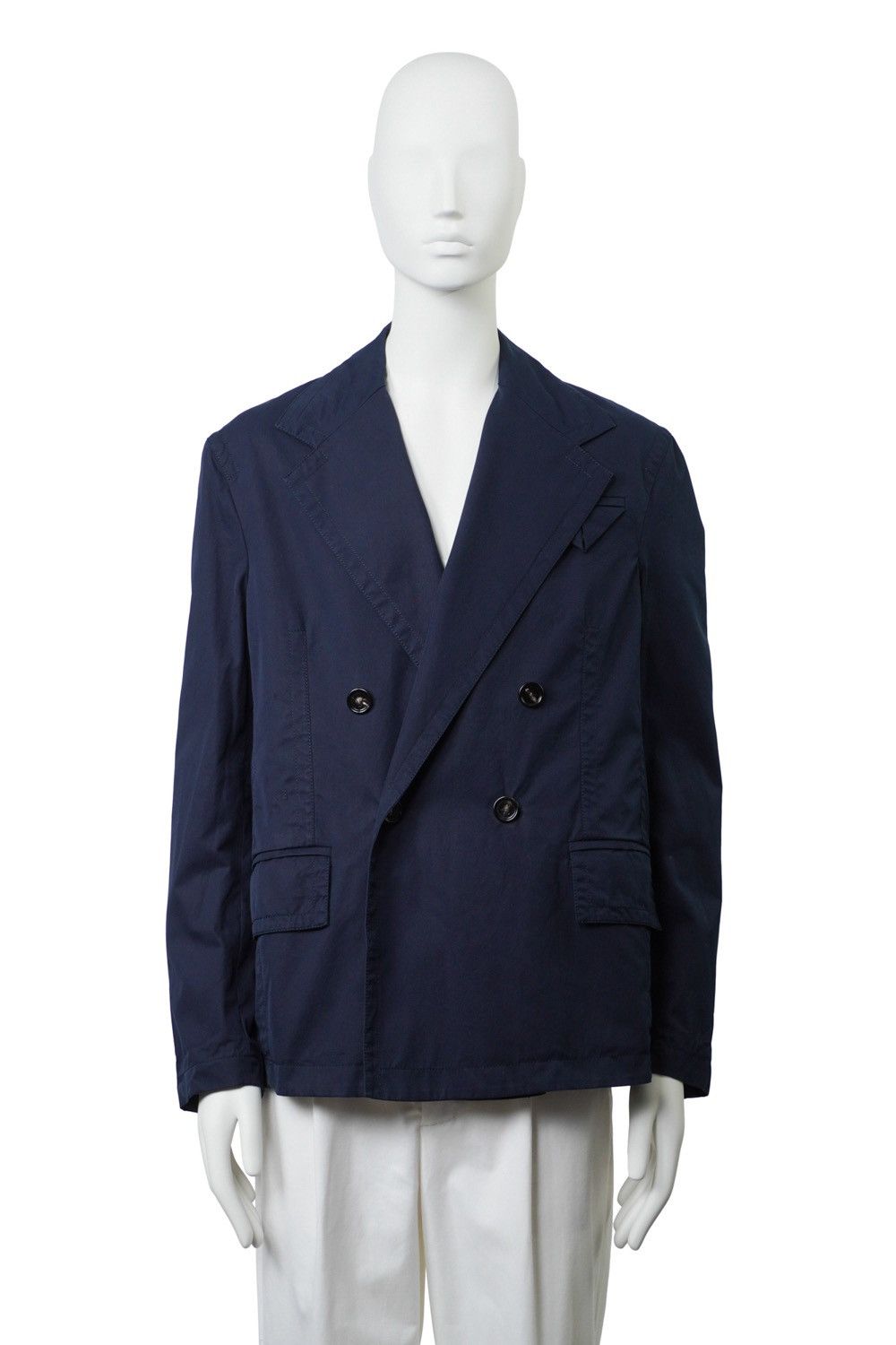 Bottega Veneta BOTTEGA VENETA Navy Twill Double-breasted Blazer Size 46R - 2 Thumbnail
