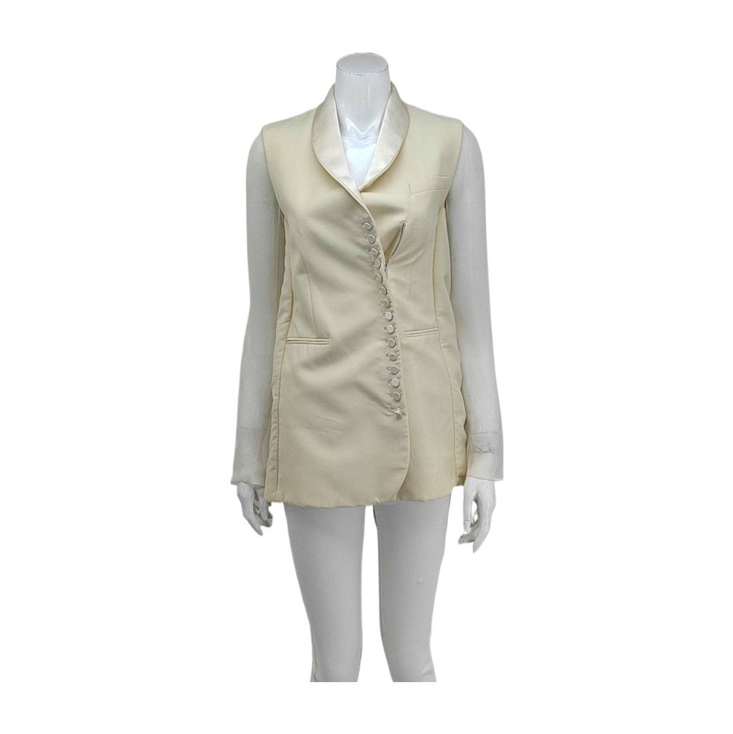 Balenciaga Balenciaga Beige Silk Sleeveless Jacket Size 34 Size XS / US 0-2 / IT 36-38 - 1 Thumbnail