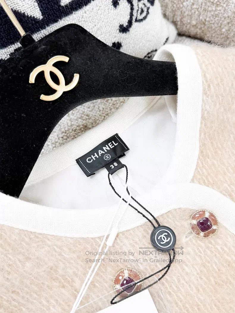 Chanel Chanel Khaki white double-breasted horsehair long-sleeved Size XS / US 0-2 / IT 36-38 - 5 Thumbnail