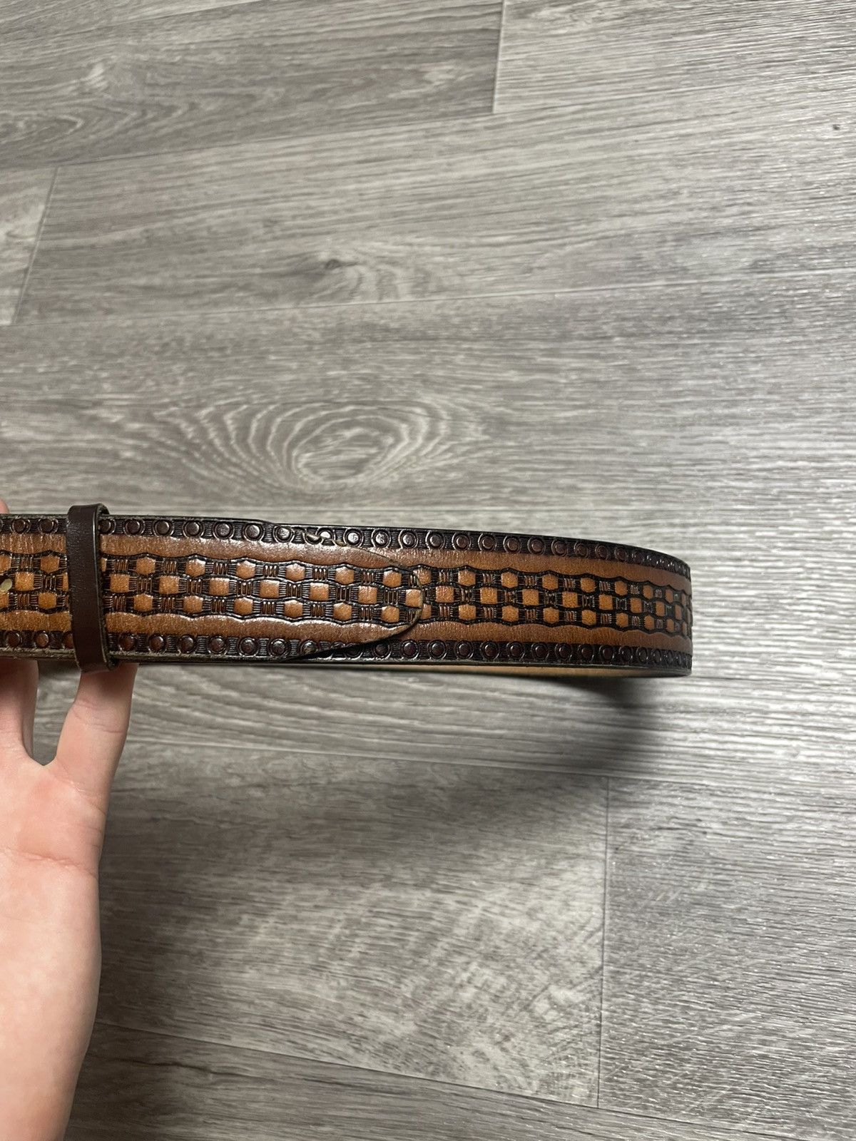 Genuine Leather Vintage Western Style Taurus Real Leather Brown Belt Size ONE SIZE - 7 Thumbnail