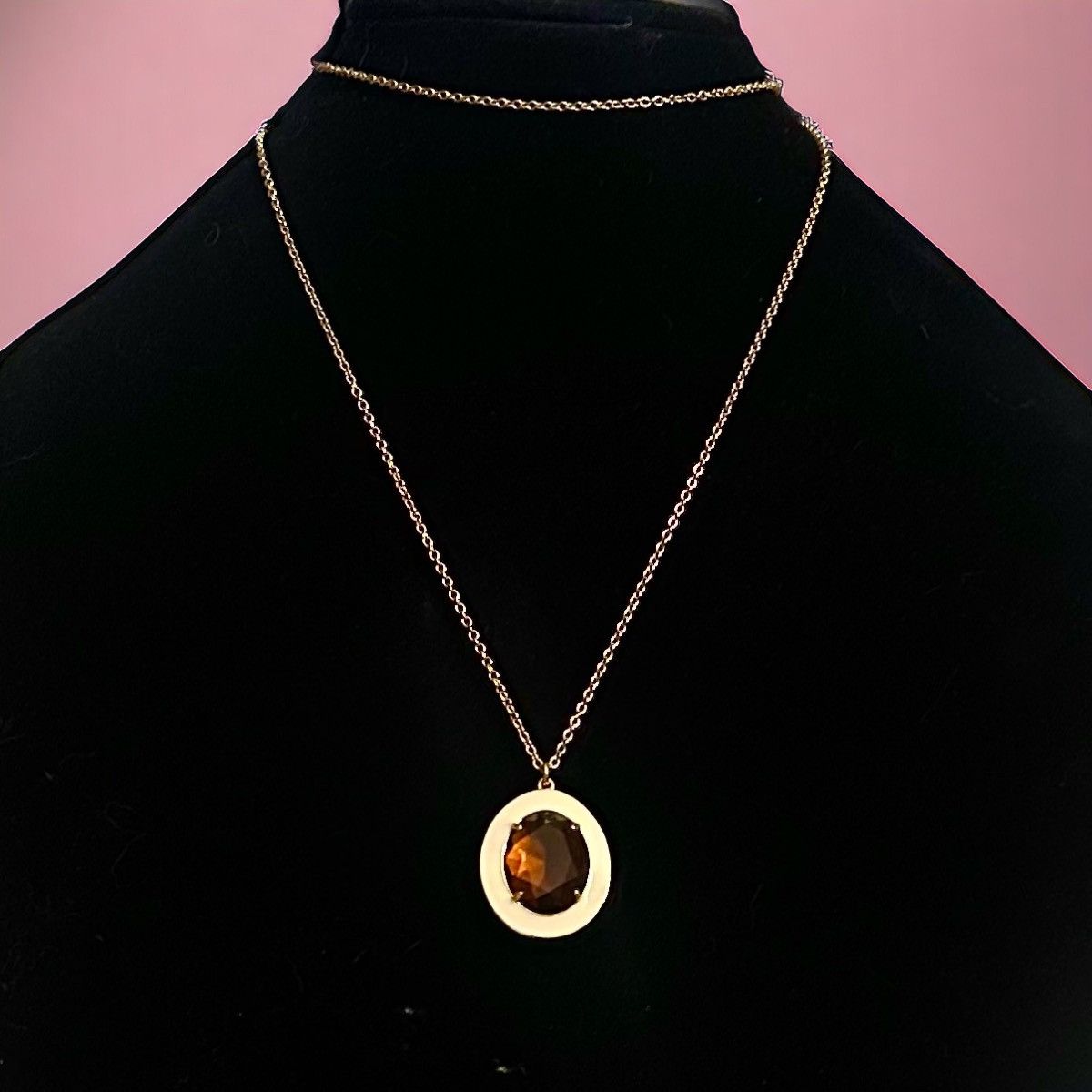 J.Crew J. Crew gold tone amber stone enamel pendant necklace Size ONE SIZE - 1 Thumbnail