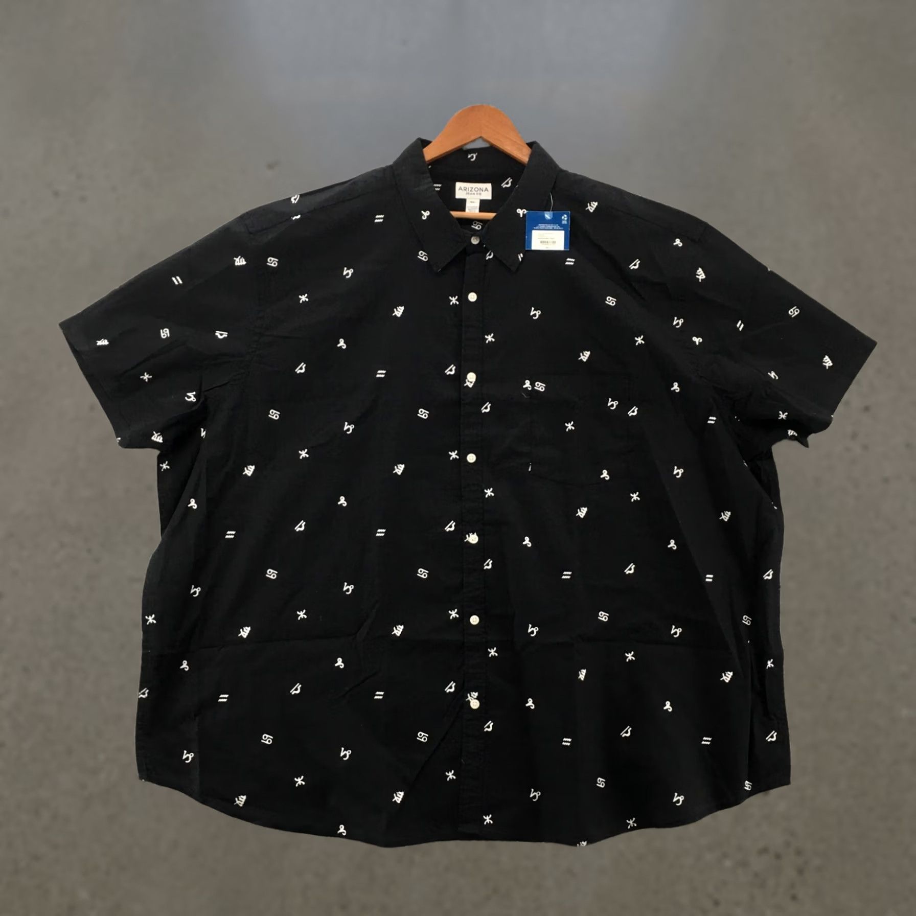 Vintage Arizona Jean Co Shirt Mens 4XL Black Short Sleeve Collared Button Up NYC? Size US XXL / EU 58 / 5 - 1 Thumbnail
