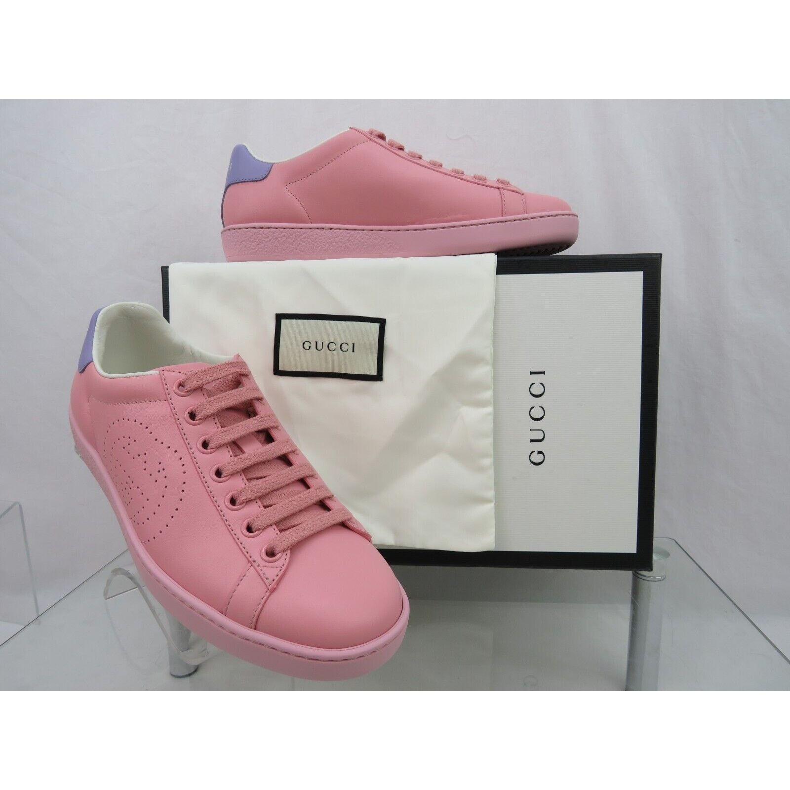 Gucci GUCCI 598527 ACE GG LEATHER PINK BLUE LOGOSNEAKERS 35 5 $780 Size US 5 / IT 35 - 4 Thumbnail