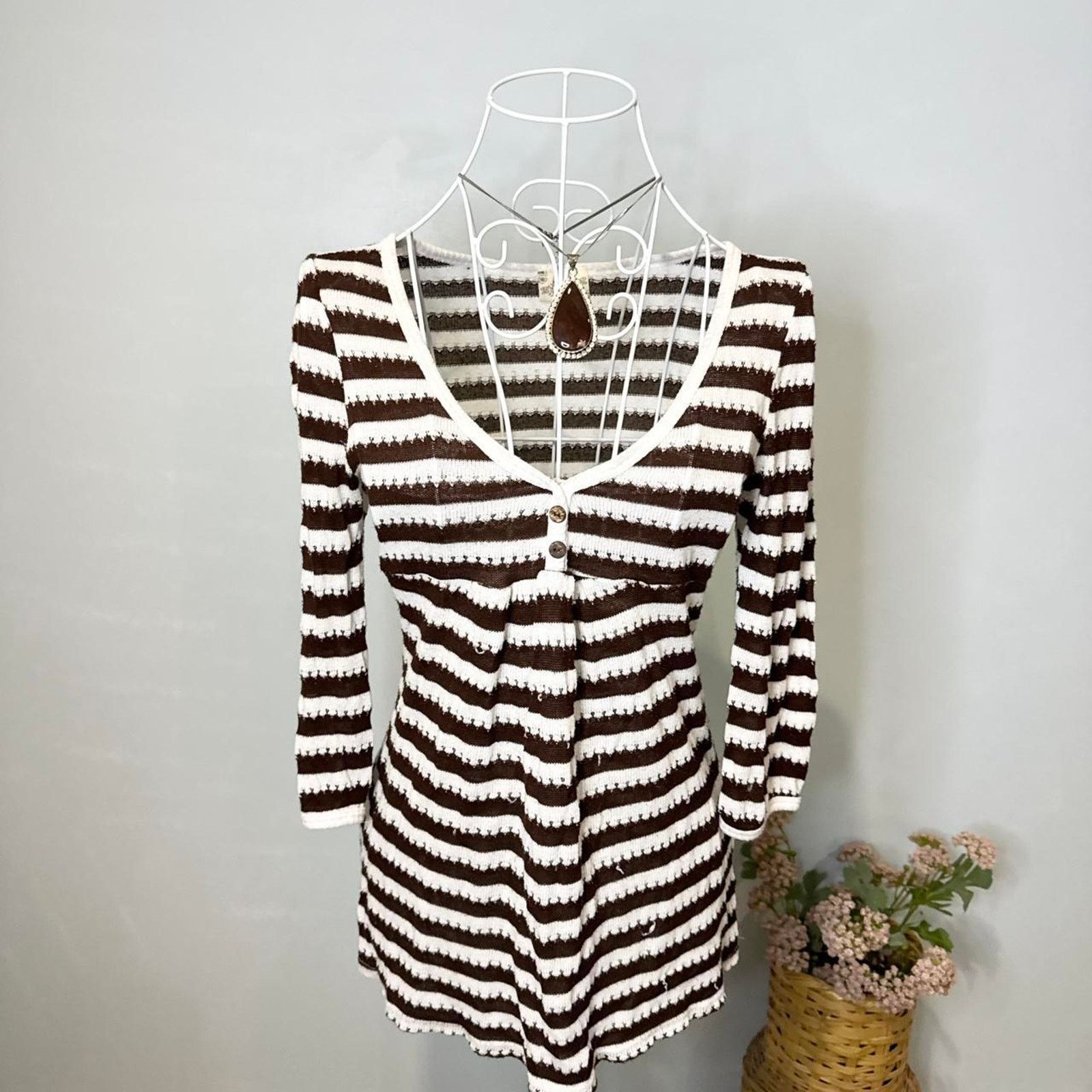 Other Gorgeous rare vintage y2k striped babydoll long sleeve top Size L / US 10 / IT 46 - 2 Thumbnail