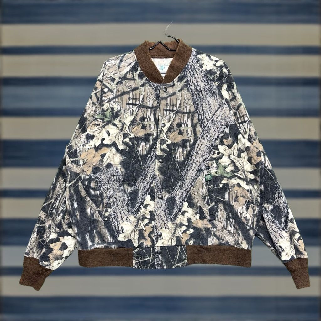 Vintage VINTAGE Mossy Oak Jacket Mens 2XL Camouflage Green Leaf USA Snap Button Bomber Jacket Shirt Size US XXL / EU 58 / 5 - 1 Thumbnail