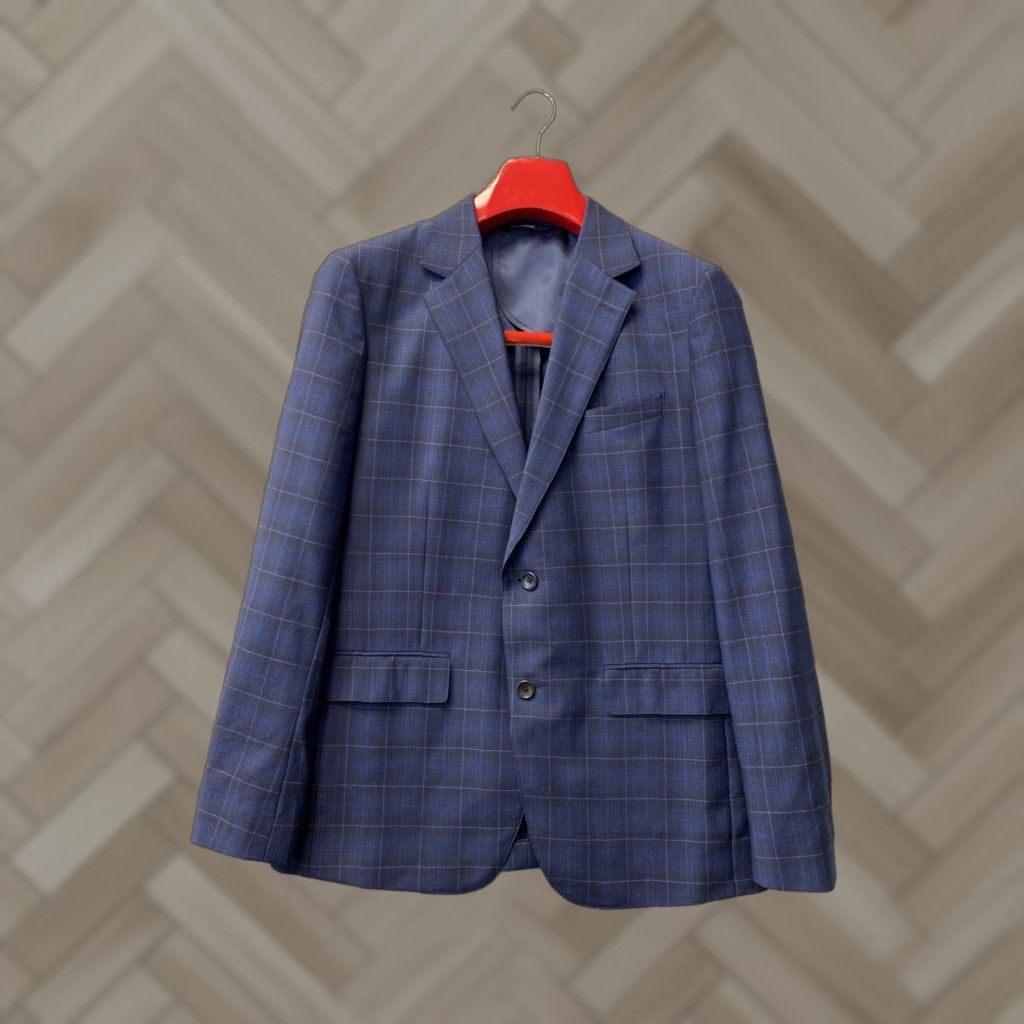 Bonobos Bonobos Men Blazer Slim Fit Windowpane Wool Elastane Navy 40R Business Casual Formal Size 40R - 1 Thumbnail