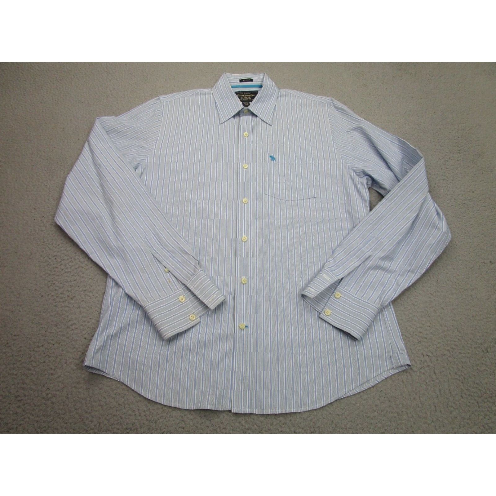 Abercrombie & Fitch VINTAGE Abercrombie & Fitch Button-Up Shirt Mens 2XL Blue Striped Slim Y2K 2000s Size US XXL / EU 58 / 5 - 2 Thumbnail