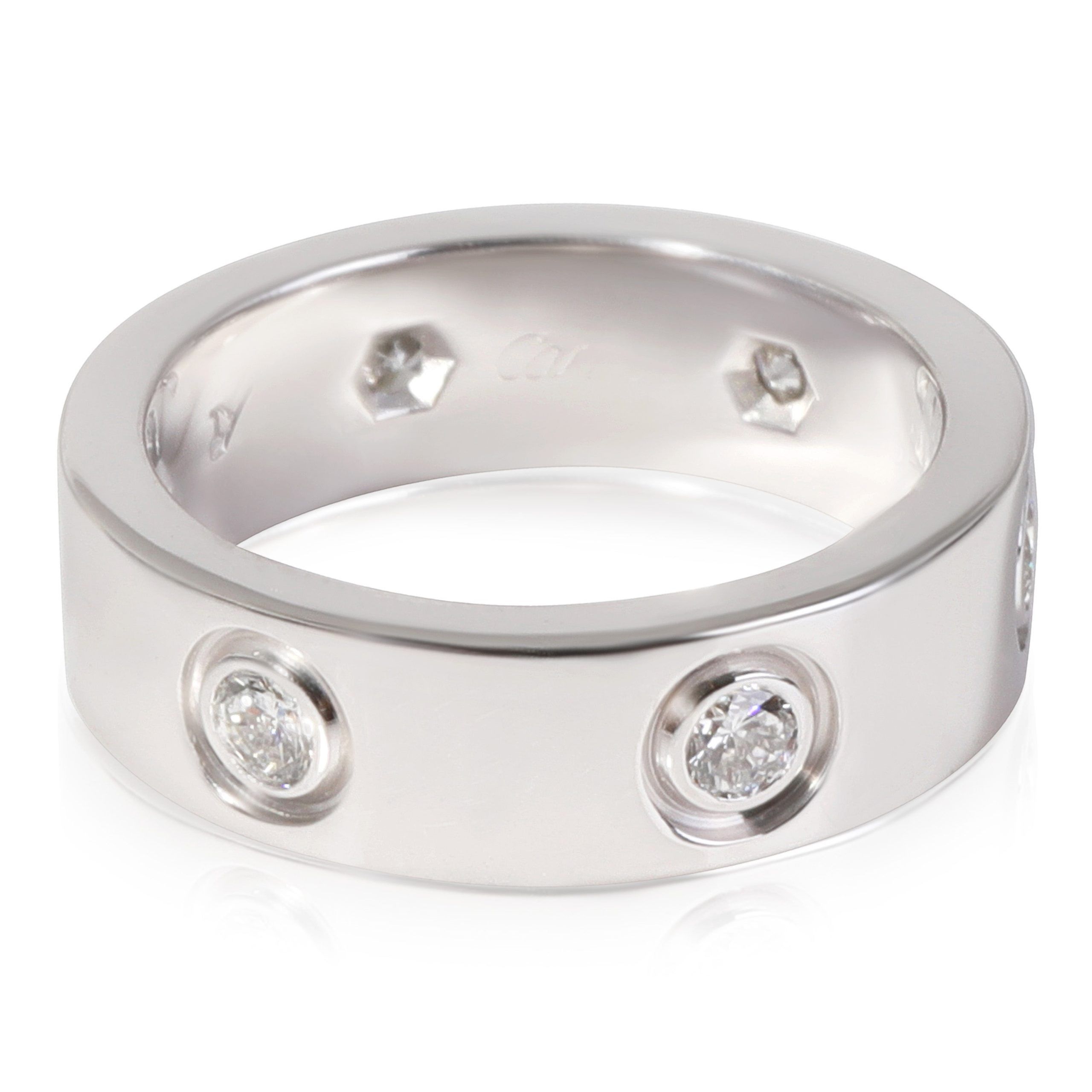 image of Cartier Love Diamond Ring In 18K White Gold 0.46 Ctw, Women's
