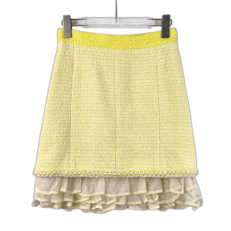 Chanel Yellow Sequin Cotton Weaved Skirt by Chanel Size 36" / US 14 / IT 50 - 1 Thumbnail