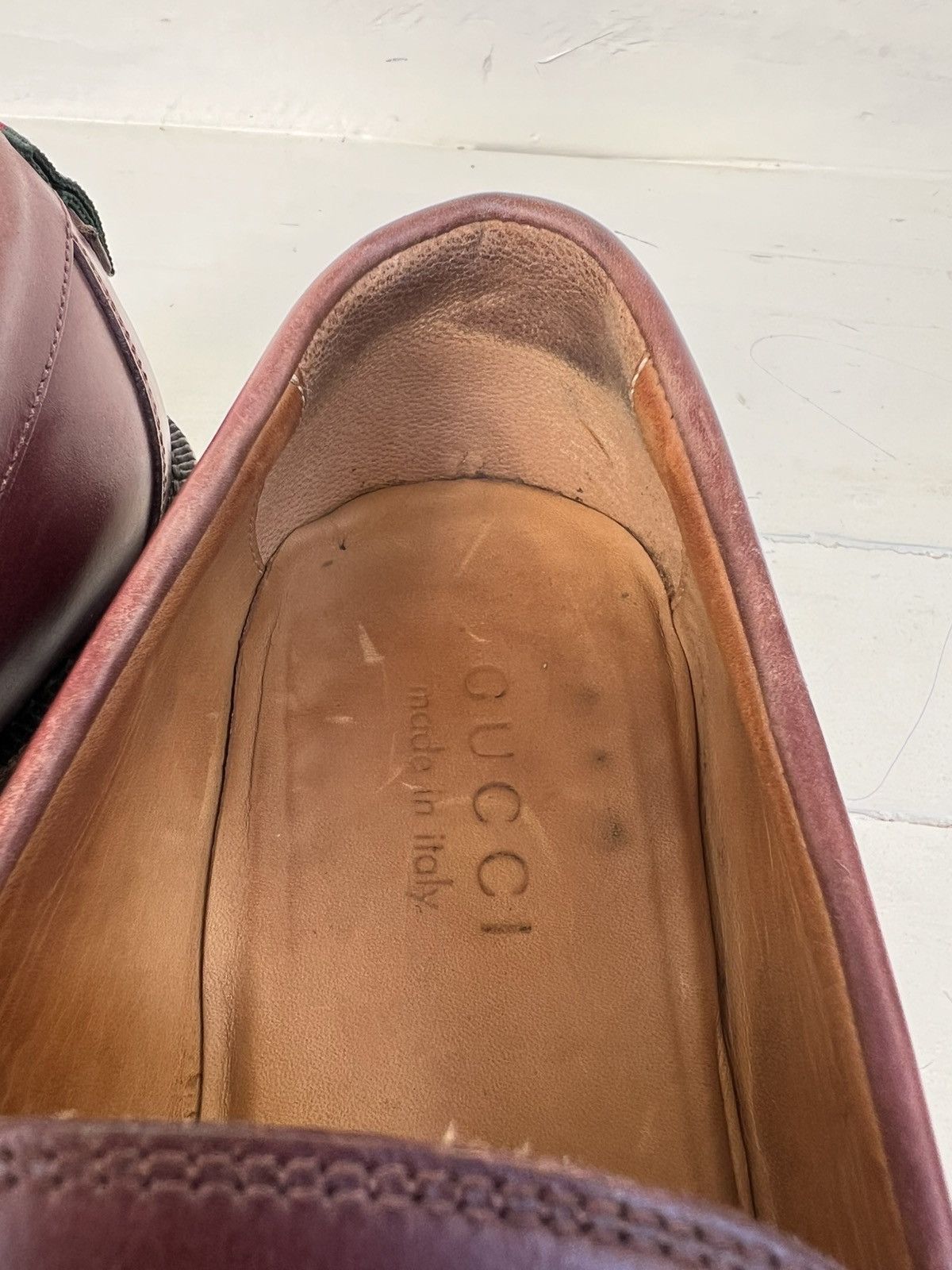 Gucci Gucci Men Spirit web Penny Loafer Burgundy Leather Shoes Size US 8 / EU 41 - 13 Thumbnail