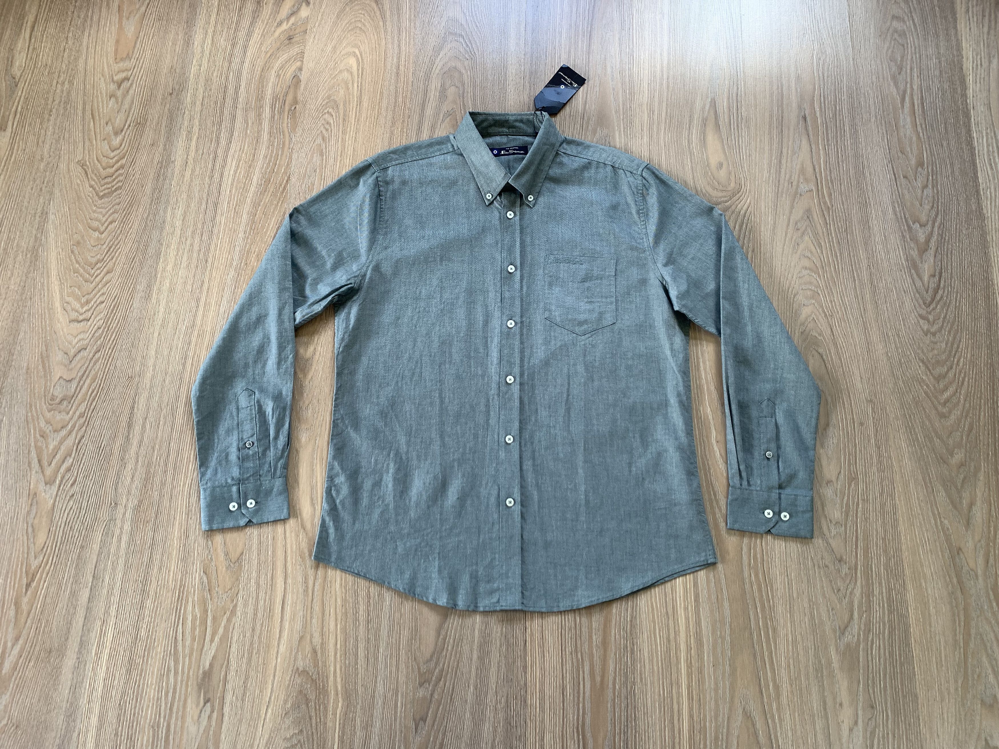 Ben Sherman Ben Sherman Dark Emerald Cotton Button Down Shirt Size US L / EU 52-54 / 3 - 1 Thumbnail