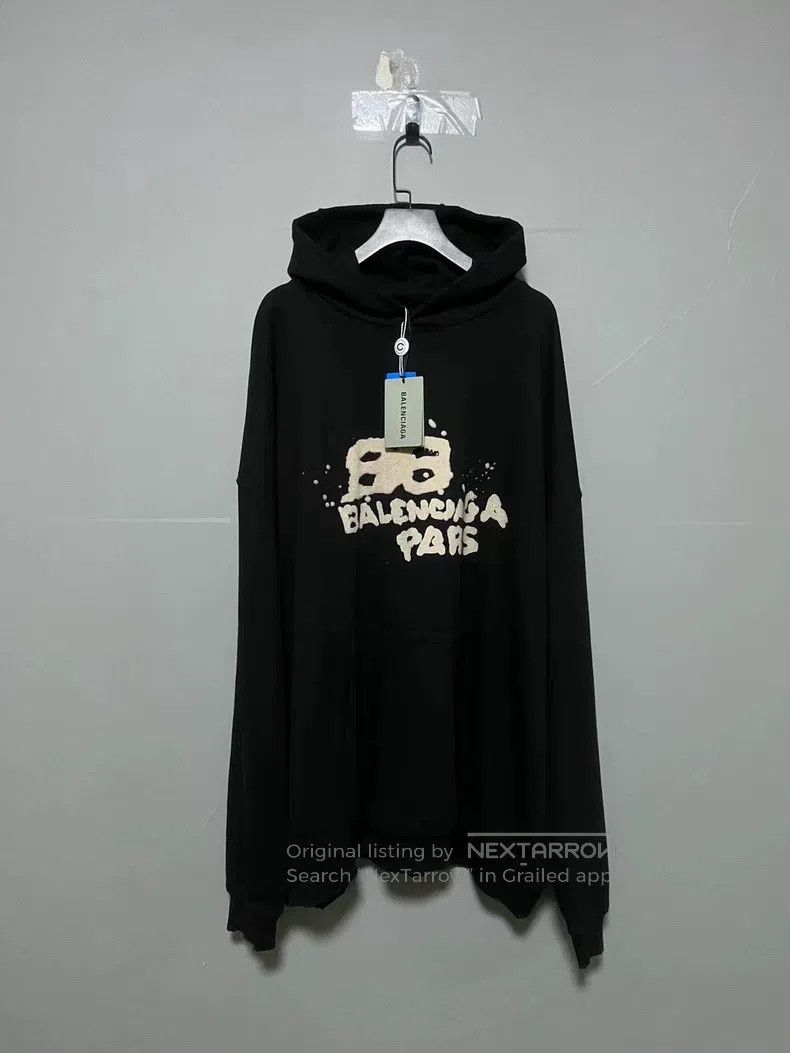 Balenciaga Distressed double B graffiti hooded sweatshirt