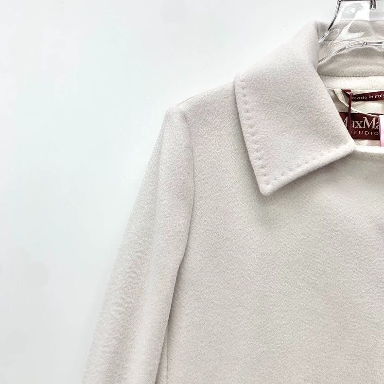 Max Mara Max Mara Off-white belted wool coat Size XS / US 0-2 / IT 36-38 - 3 Thumbnail