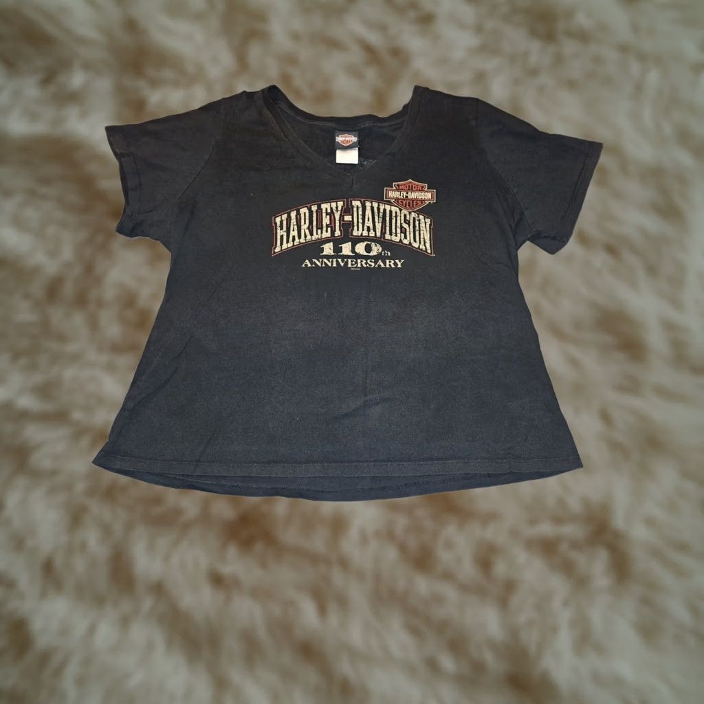 Harley Davidson Harley-Davidson USA Black V-Neck T-Shirt Women's 1X Short Sleeve Motorcylces Size XL / US 12-14 / IT 48-50 - 1 Thumbnail