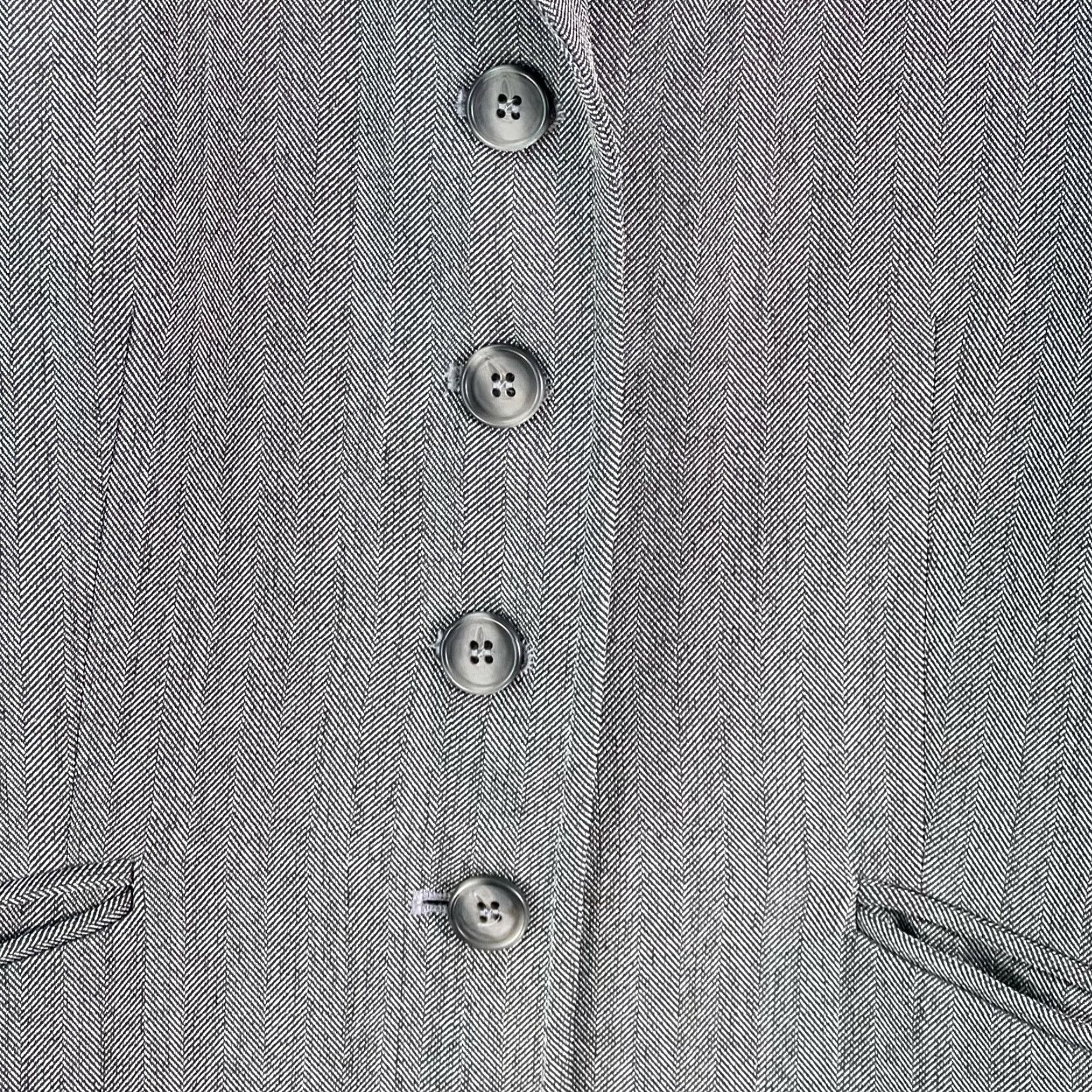 Vintage Tahari Women's Blazer Jacket Gray Herringbone Notch Lapel 4-Button 12 Formal Business Size XL / US 12-14 / IT 48-50 - 5 Thumbnail
