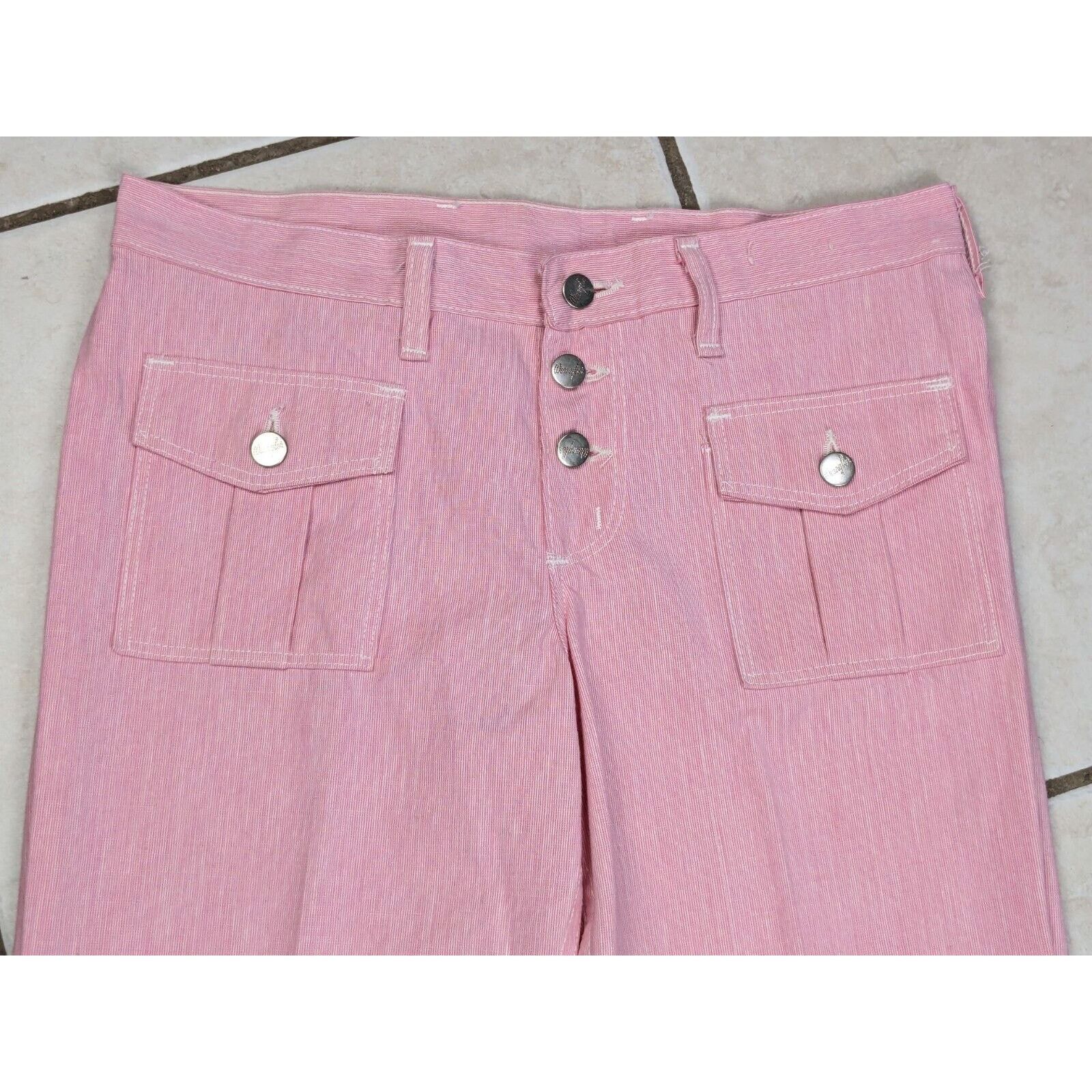 Wrangler Vtg 70s Wrangler Bell Bottom Flare Jeans Juniors 13 Pink USA Size 32" / US 10 / IT 46 - 2 Thumbnail