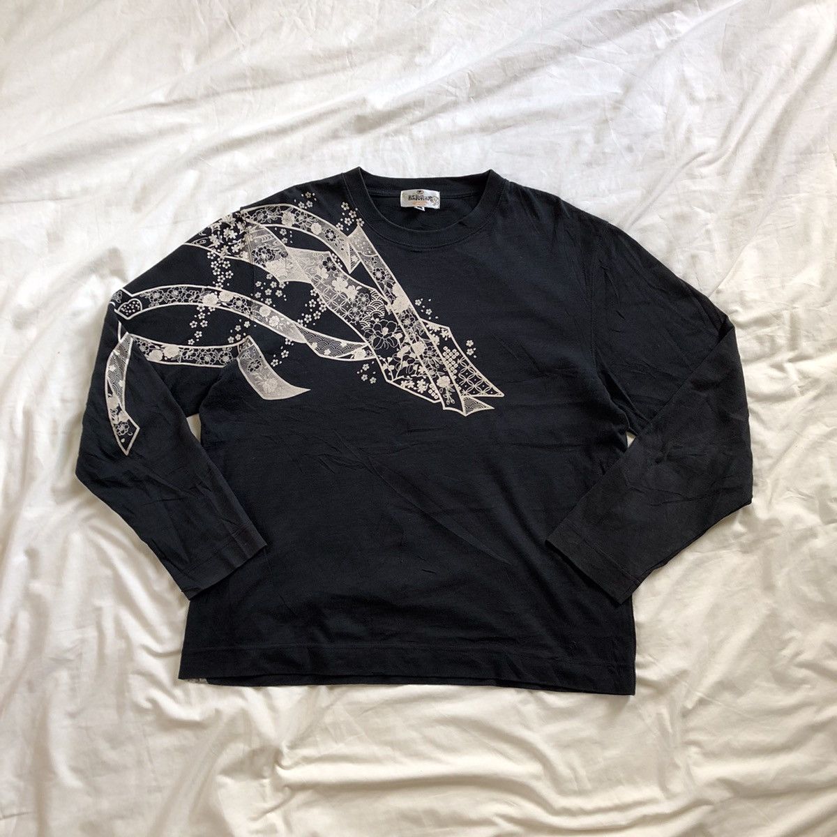 Japanese Brand KARA KURI Tamashi Gold Embroidery Dragon Longsleeve Shirt Size US XL / EU 56 / 4 - 2 Thumbnail