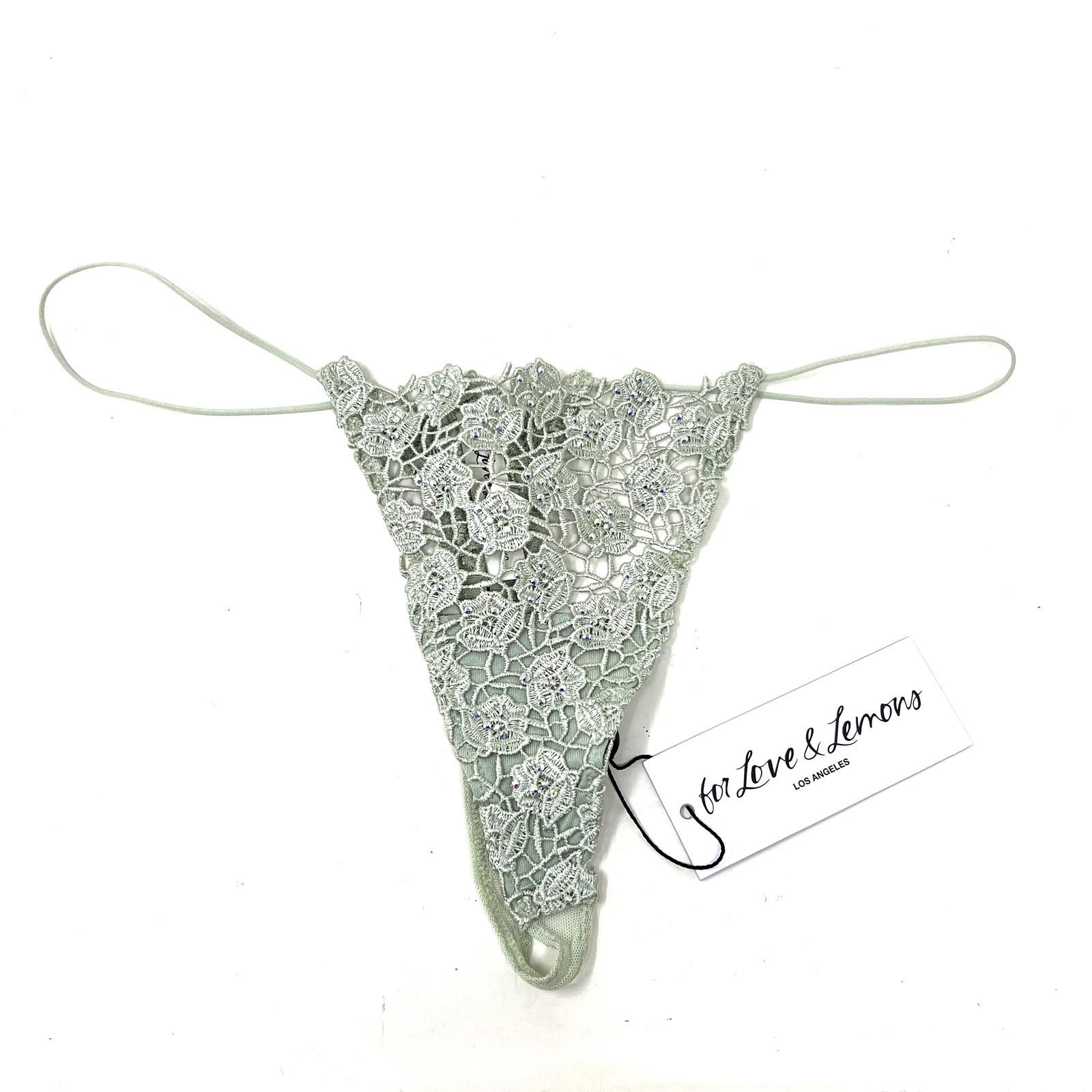 For Love Lemons For Love And Lemons Twinkle Rose Thong Panty Size S C0 in Green, Women's
