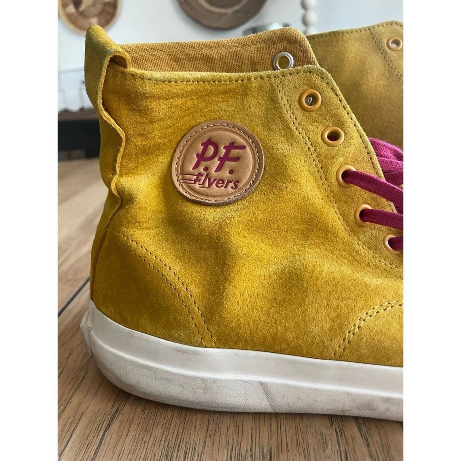 P.F. Flyers PF Flyers High Top Sneakers Golden Spice Yellow Suede Retro Size US 12 / EU 45 - 2 Thumbnail