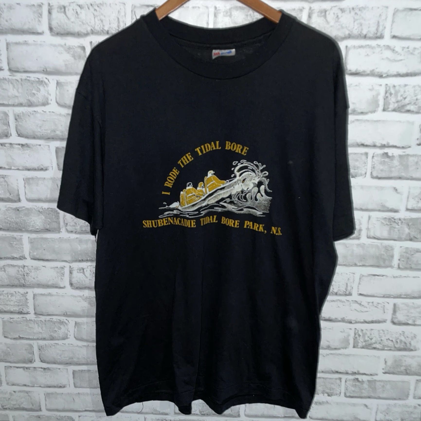 Hanes VINTAGE Hanes Tidal Bore Park N.S Black Graphic Tee Mens XL USA Single Stitch Size US XL / EU 56 / 4 - 2 Thumbnail