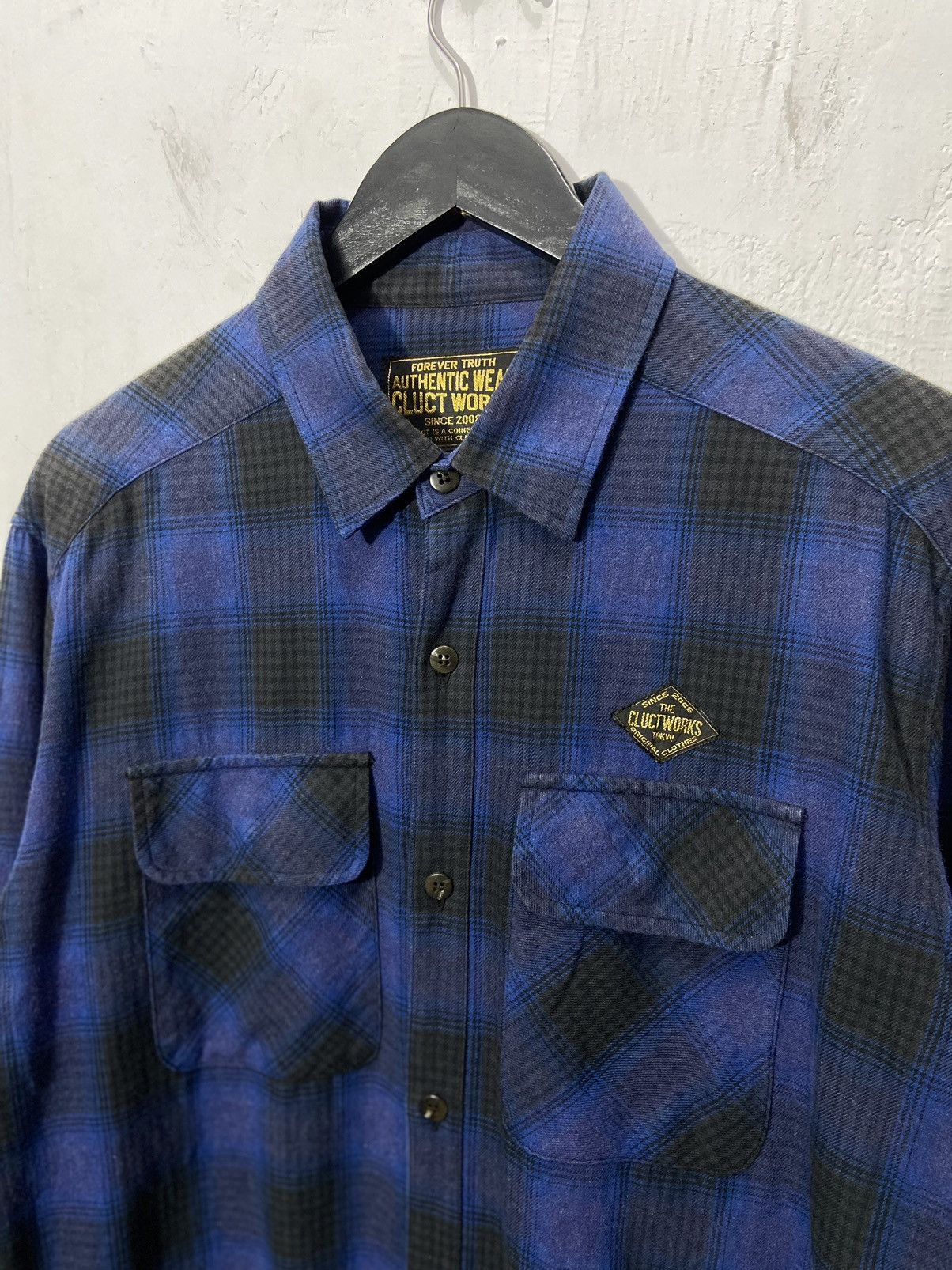 Japanese Brand Cluct Works Plaid Flannel Shirt Blue Grey Size US L / EU 52-54 / 3 - 2 Thumbnail