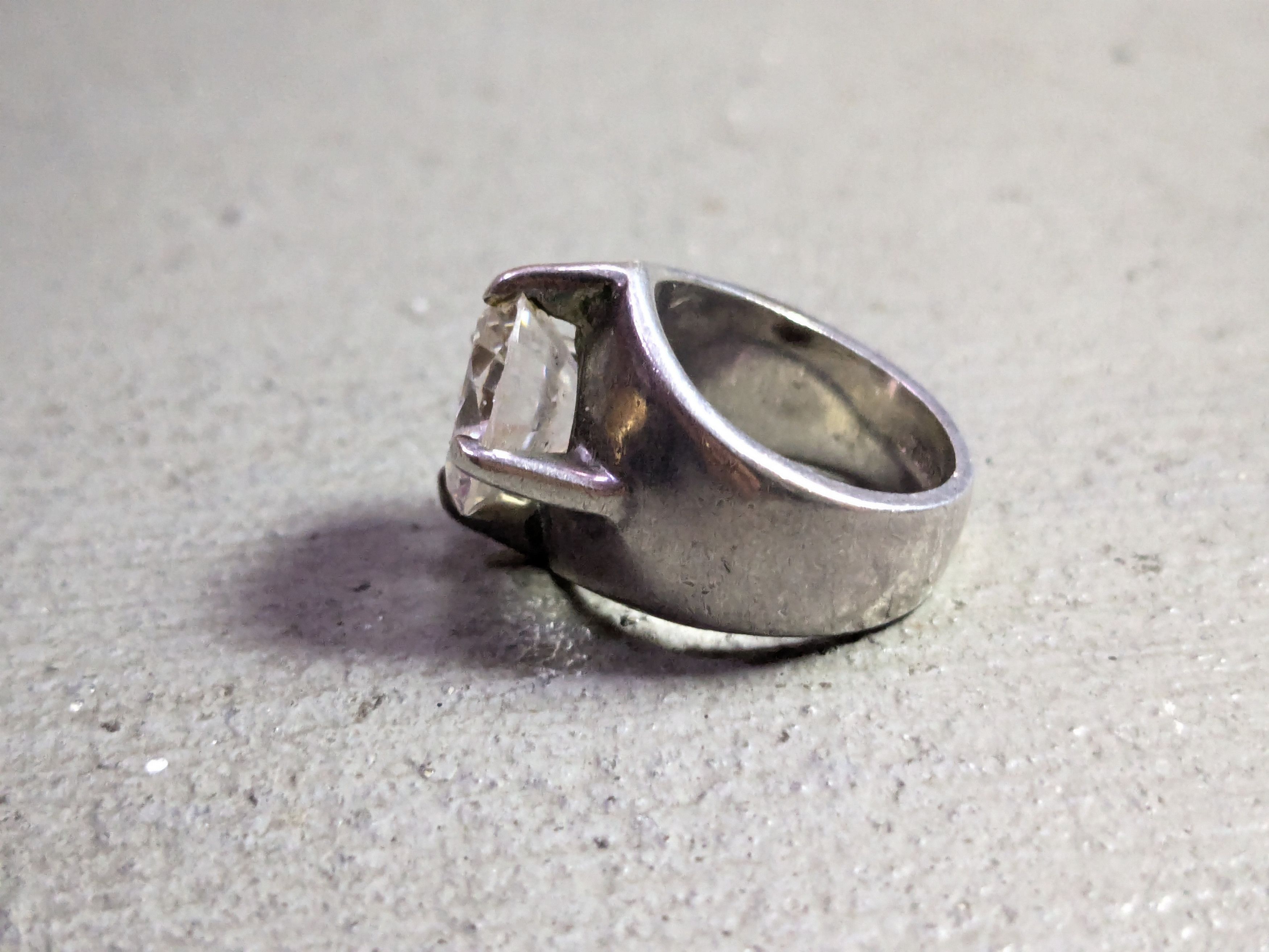 Jewelry × Vintage Vintage Sterling Silver Ring 4.75 CZ Round Modern Cocktail Size ONE SIZE - 4 Thumbnail