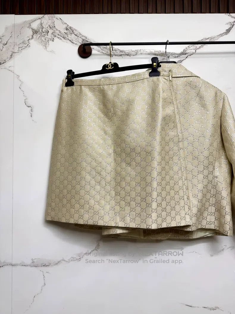 Gucci Guicci Silver print logo short suit jacket dress Size M / US 6-8 / IT 42-44 - 5 Thumbnail