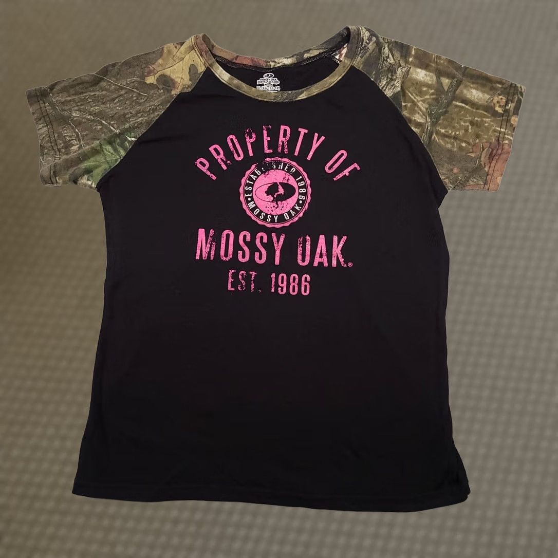 Vintage Mossy Oak Shirt Women's XL 16-18 Black Camouflage Hunting Short Sleeve Graphic T-Shirt Size XL / US 12-14 / IT 48-50 - 1 Thumbnail