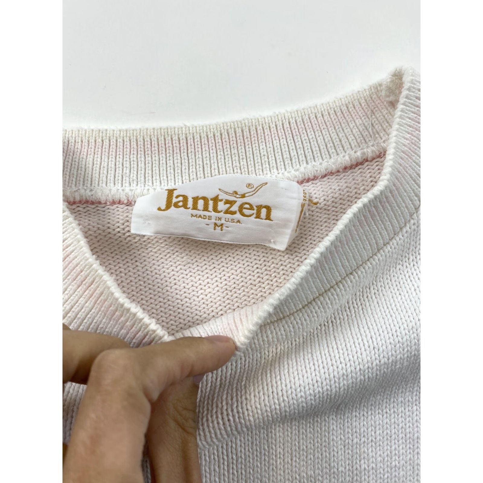 Jantzen VINTAGE Jantzen Sweater Women Short Sleeve Pullover M White USA Size M / US 6-8 / IT 42-44 - 3 Thumbnail