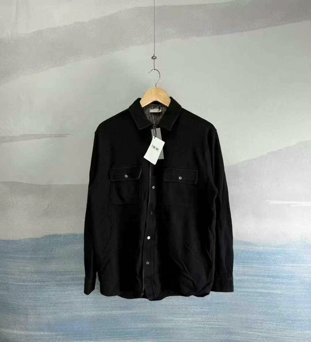 Dior Dior Black Embroidered Pocket Wool Shirt Size US M / EU 48-50 / 2 - 1 Thumbnail