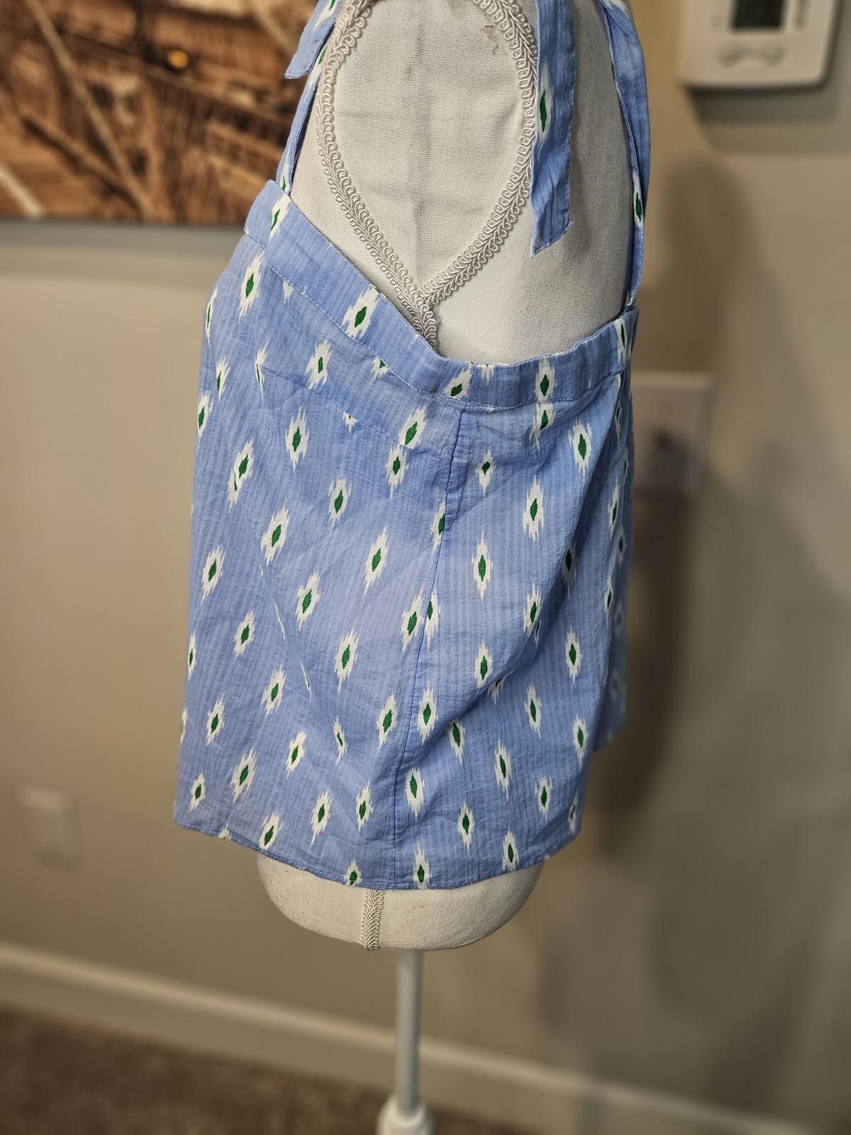 J.Crew J.Crew Blue Patterned Summer Top with Shoulder Ties #154 Size M / US 6-8 / IT 42-44 - 2 Thumbnail