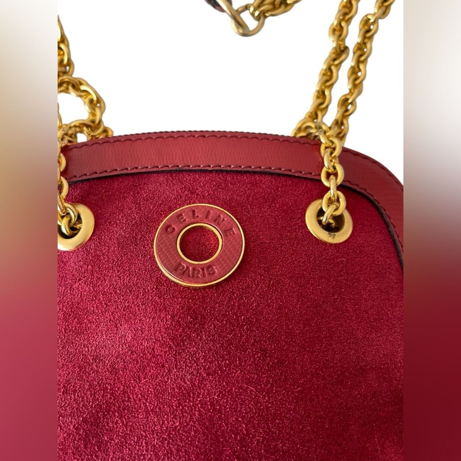 Celine Céline Red and Gold Leather Pochette Shoulder Bag Golden Size ONE SIZE - 8 Thumbnail