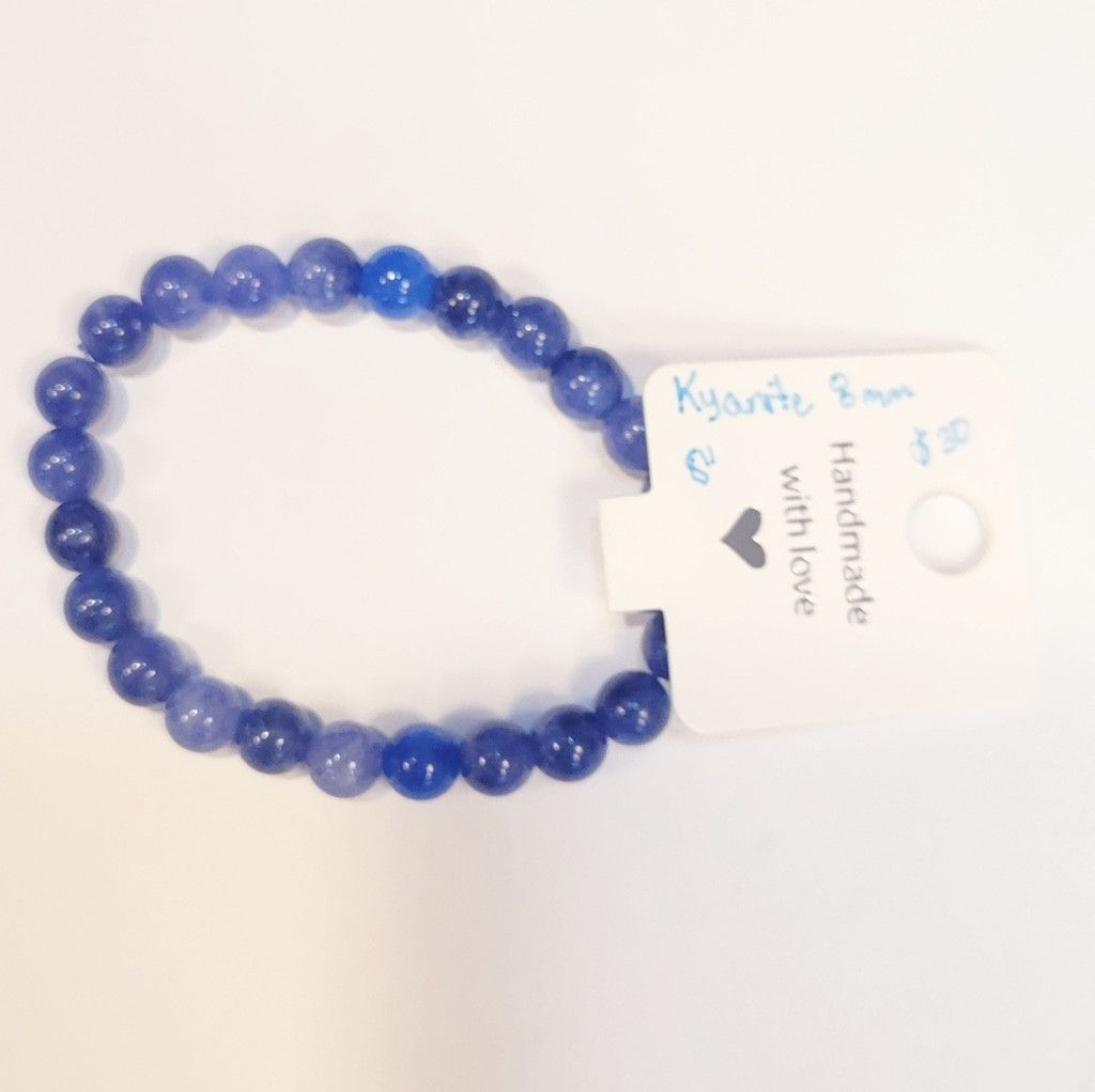 Handmade Natural Crystal Kyanite Beaded Bracelet 8" Size ONE SIZE - 4 Thumbnail
