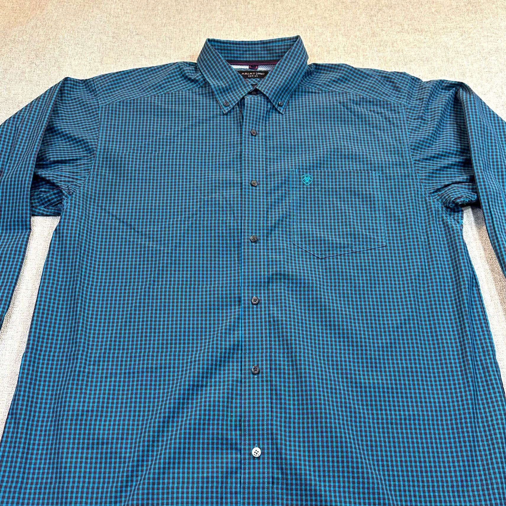Ariat Ariat Pro Series Mens XL Gingham Western Cowboy Button Down Long Sleeve Shirt Size US XL / EU 56 / 4 - 3 Thumbnail