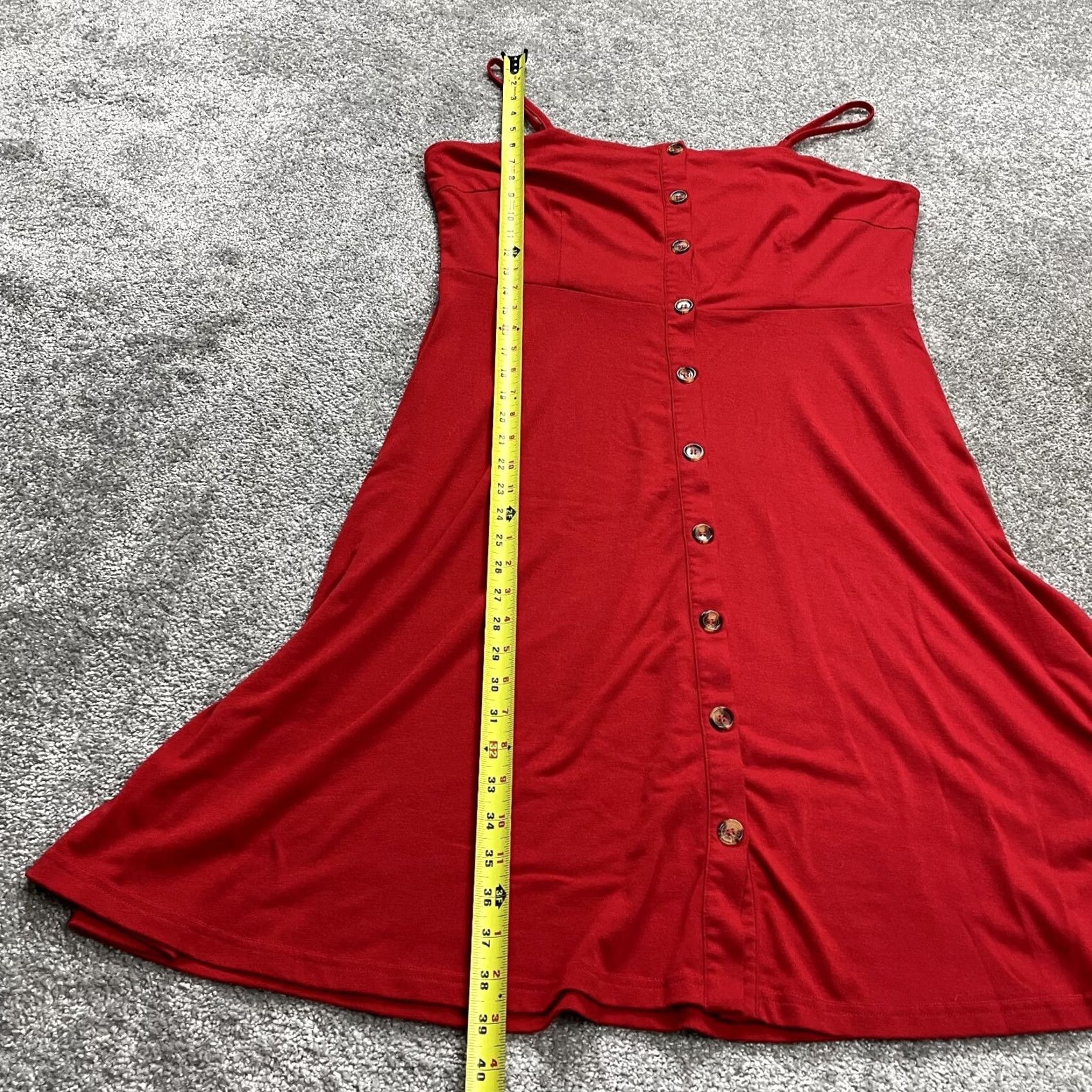 Vintage Berydress Dress Womens XL Red Button Up Midi Sleeveless A-Line Shirt Dress Casual Party/Cocktail Travel Designed by Berydress (USA Theme) White? Size XL / US 12-14 / IT 48-50 - 2 Thumbnail
