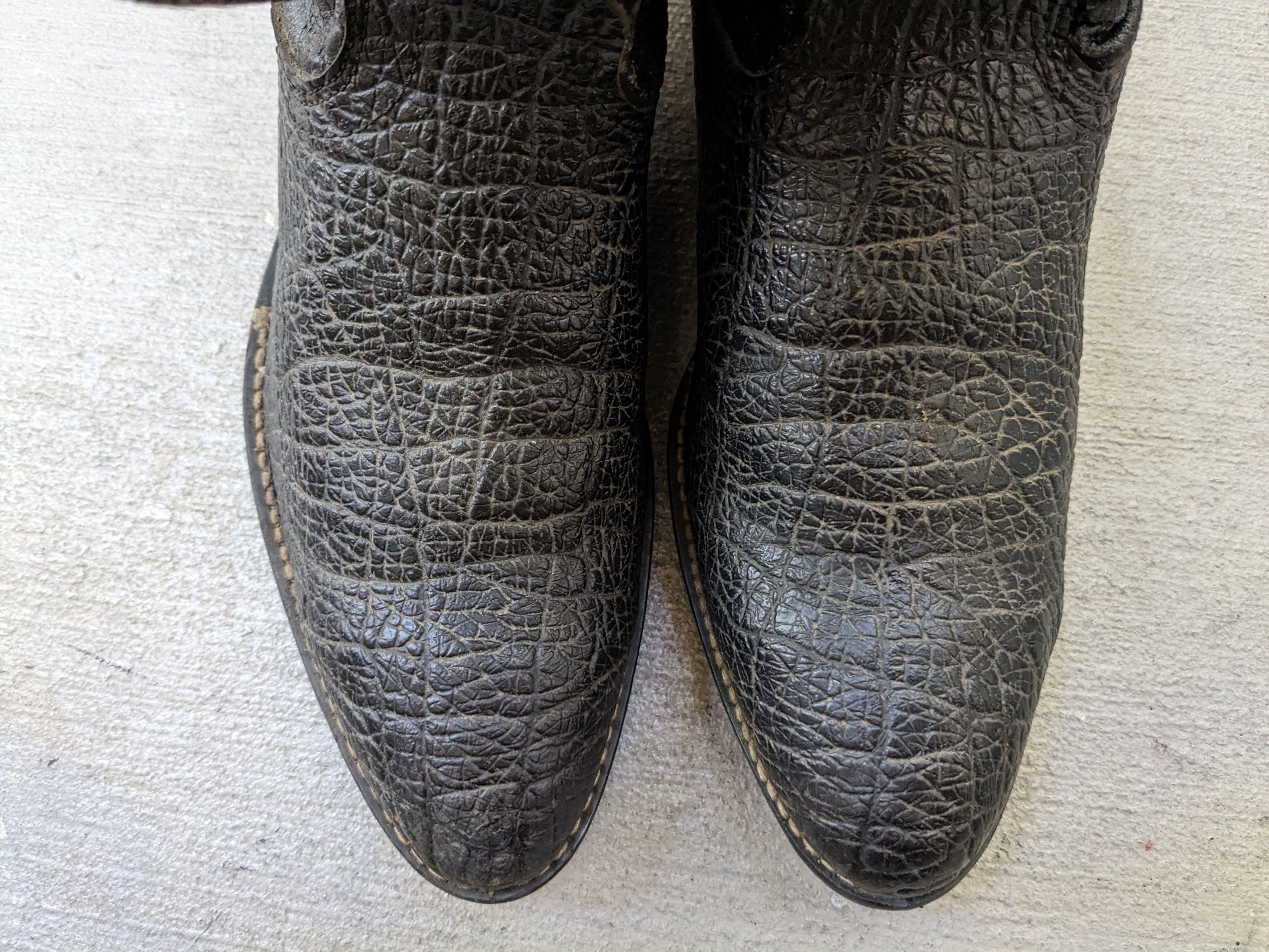 Vintage Vintage Bronco Cowboy Boots 12 Wide Black Faux Leather Vegan Size US 12 / EU 45 - 5 Thumbnail