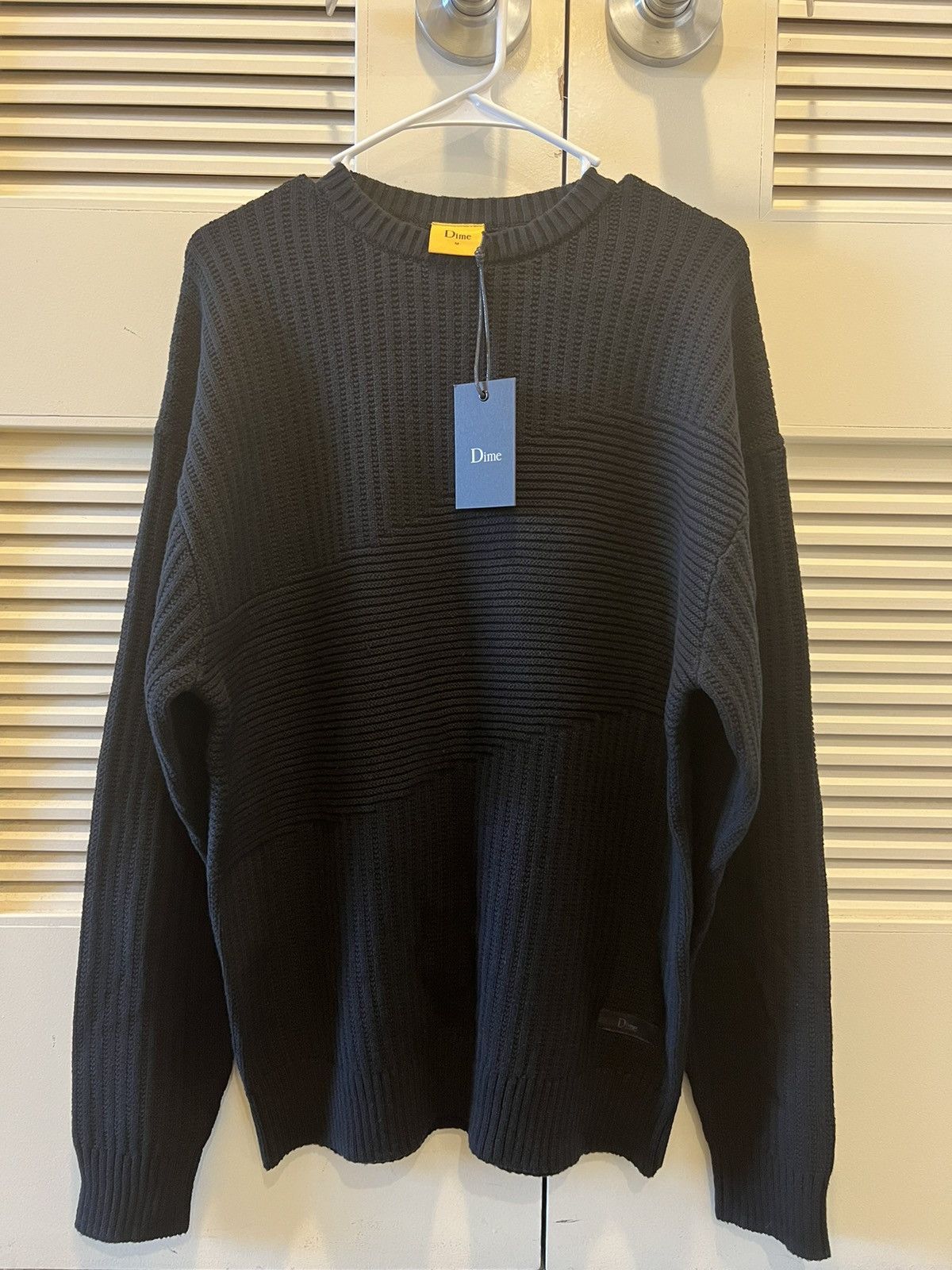 image of Dime Wave Knit Crewneck in Black, Men's (Size Medium)