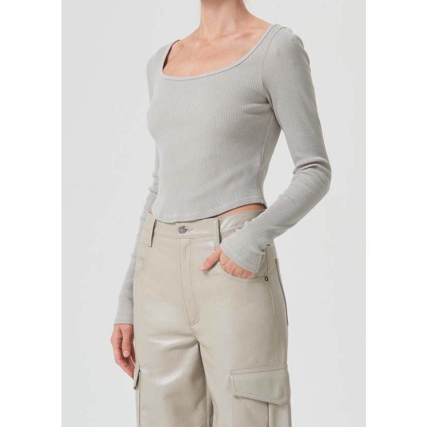 Agolde $118 New Agolde Ridley Rib Top - Rice Paper - Small Size S / US 4 / IT 40 - 1 Thumbnail