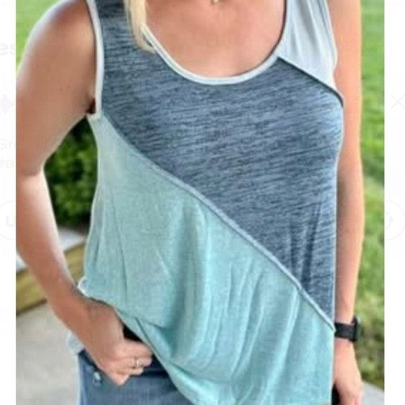 Other Haptics Sleeveless blue colorblock top 3x xxxl plus size Tan Size 3XL / US 20-22 - 1 Thumbnail