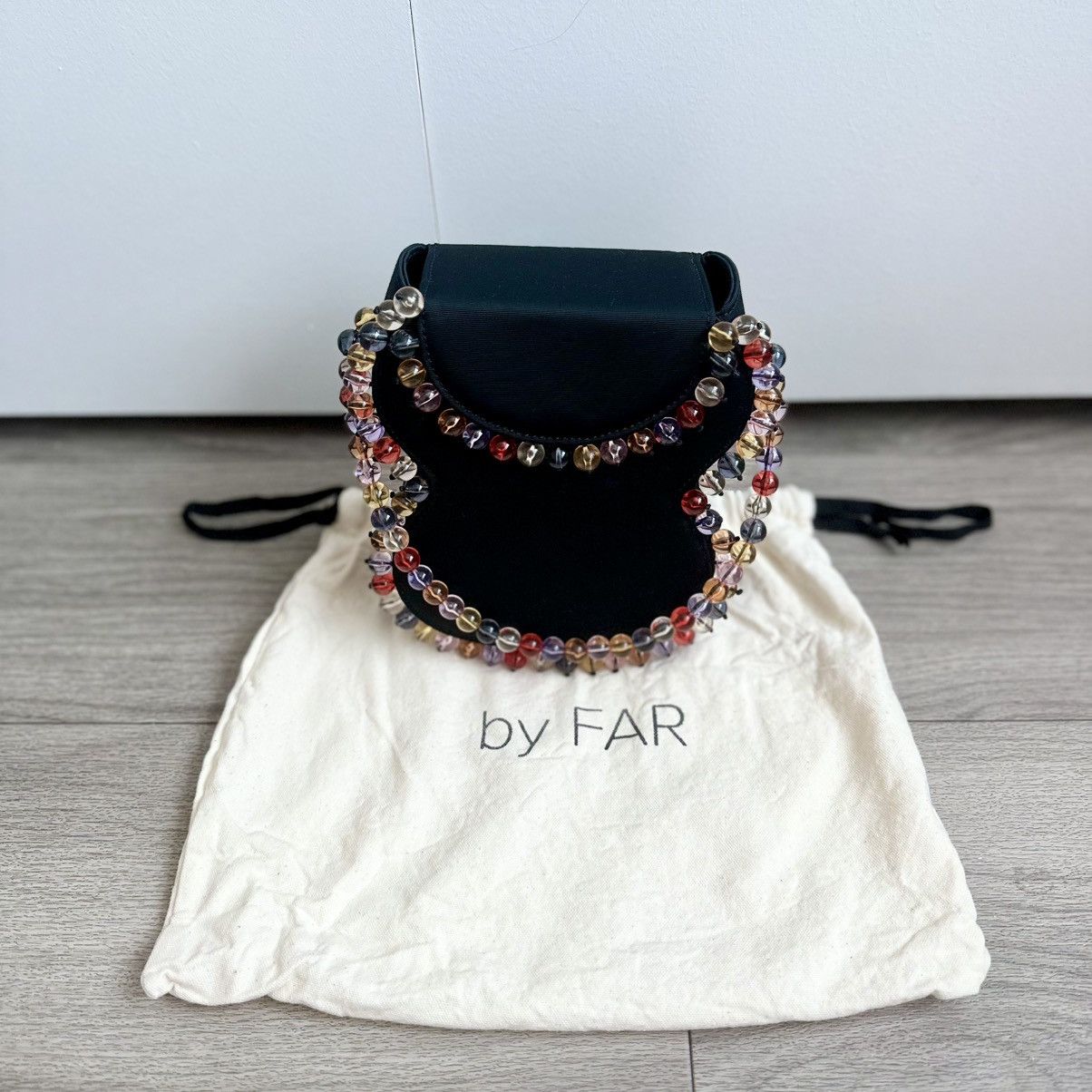 By Far By Far Frida Bead Embellished Black Grosgrain Bag NEW Size ONE SIZE - 9 Thumbnail