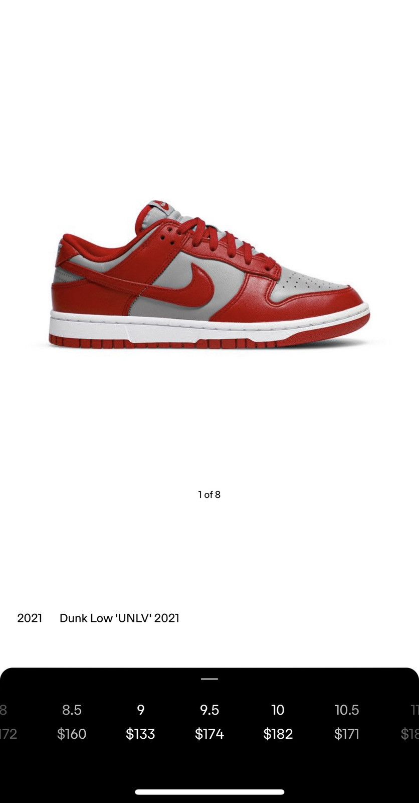 Nike Nike Dunk Low 'UNLV' 2021 Size US 9.5 / EU 42-43 - 8 Thumbnail