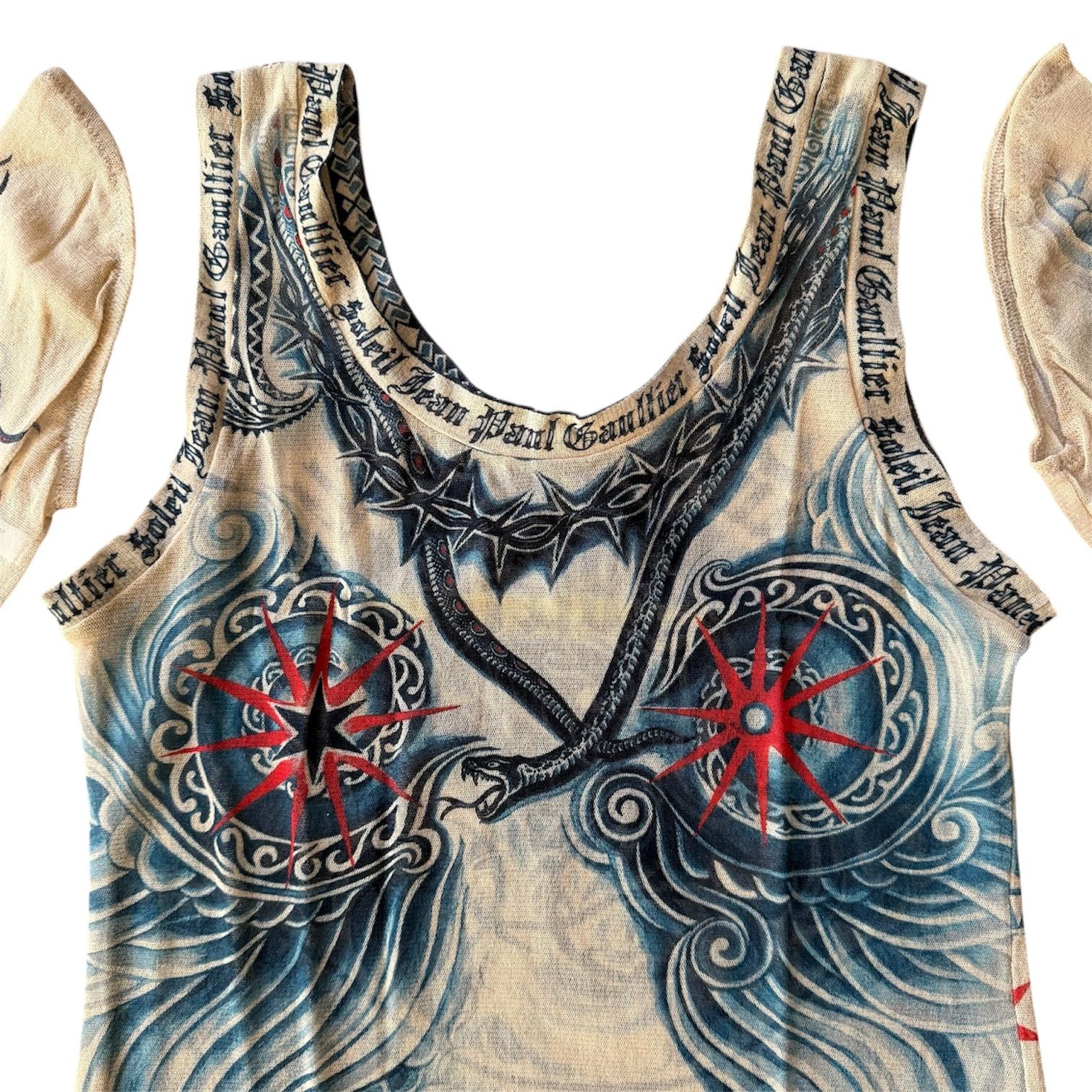 Jean Paul Gaultier Jean Paul Gaultier Soleil Tattoo Archive Mesh Tank Top Beige Size M / US 6-8 / IT 42-44 - 4 Thumbnail