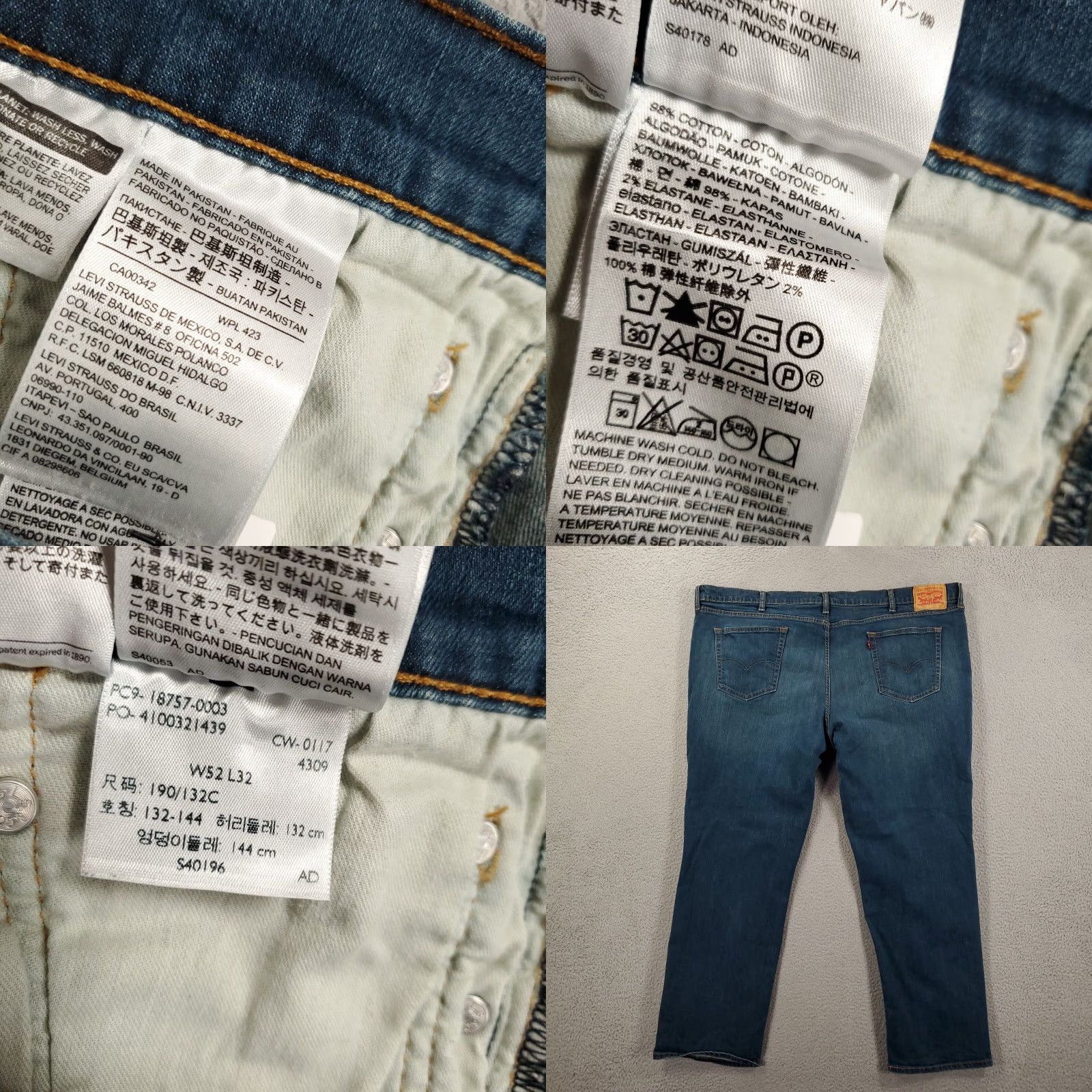 Levi's Levi's Jeans 541 Slim Straight 52x32 Blue Denim Stretch 5-Pocket Logo Zipper Button Men Big & Tall Size US 36 / EU 52 - 8 Thumbnail