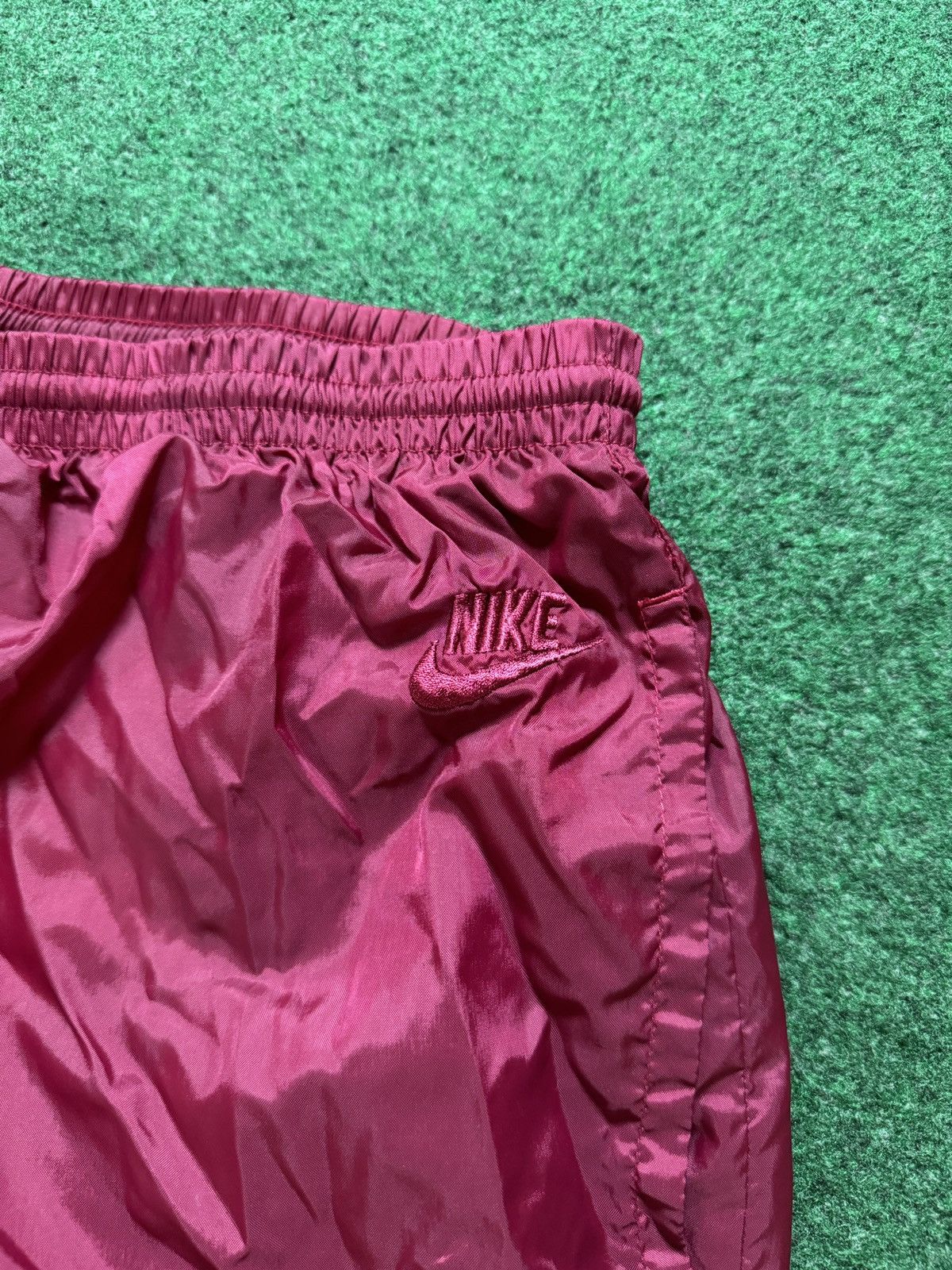Nike × Vintage Vintage 90s Nike Red Burgundy Swooshy Jogger Track Pants Size US 30 / EU 46 - 2 Thumbnail